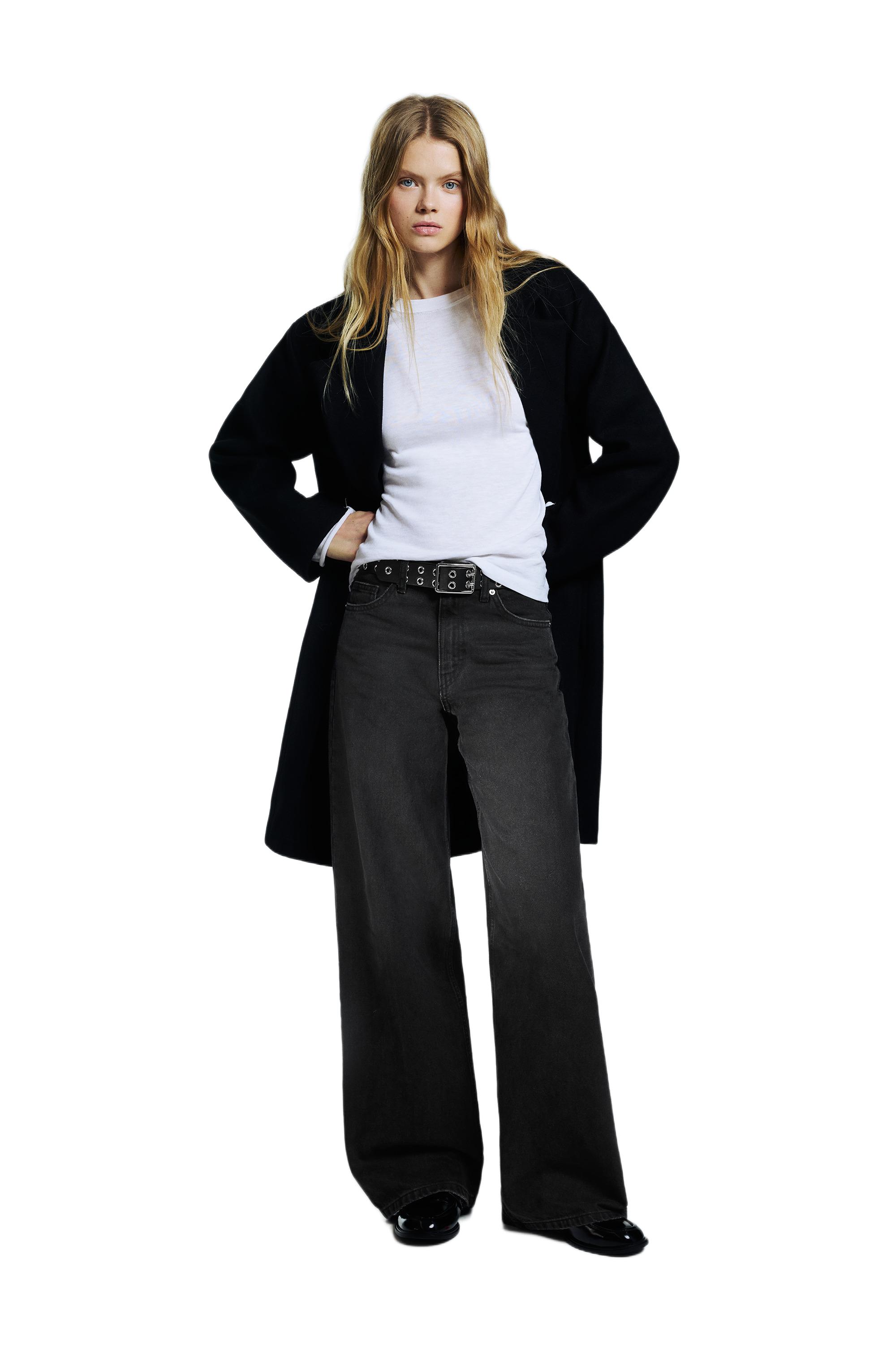 High-waist wide-leg jeans — Black