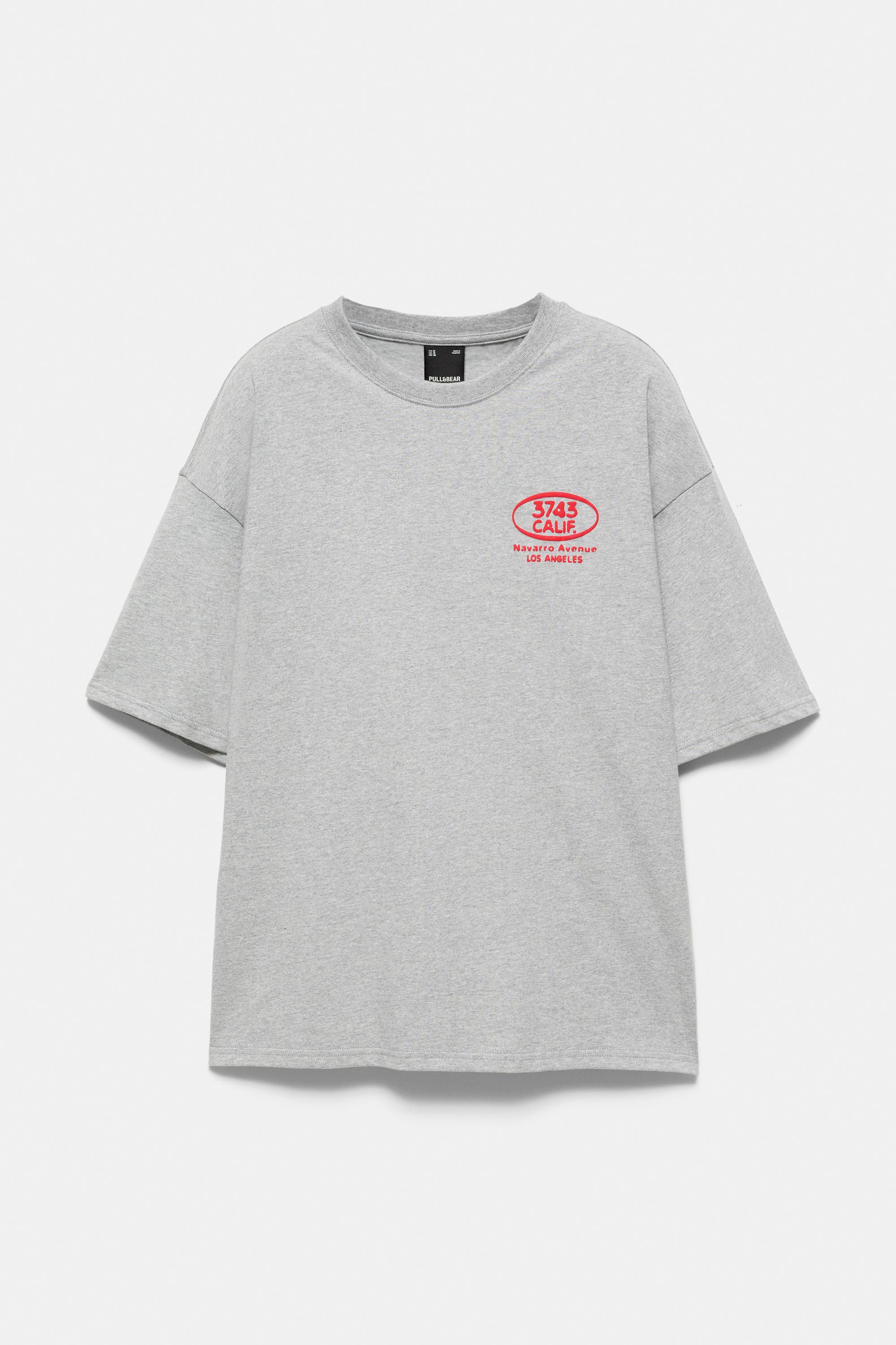 Relaxed fit T-shirt with raised graphic — Grey marl