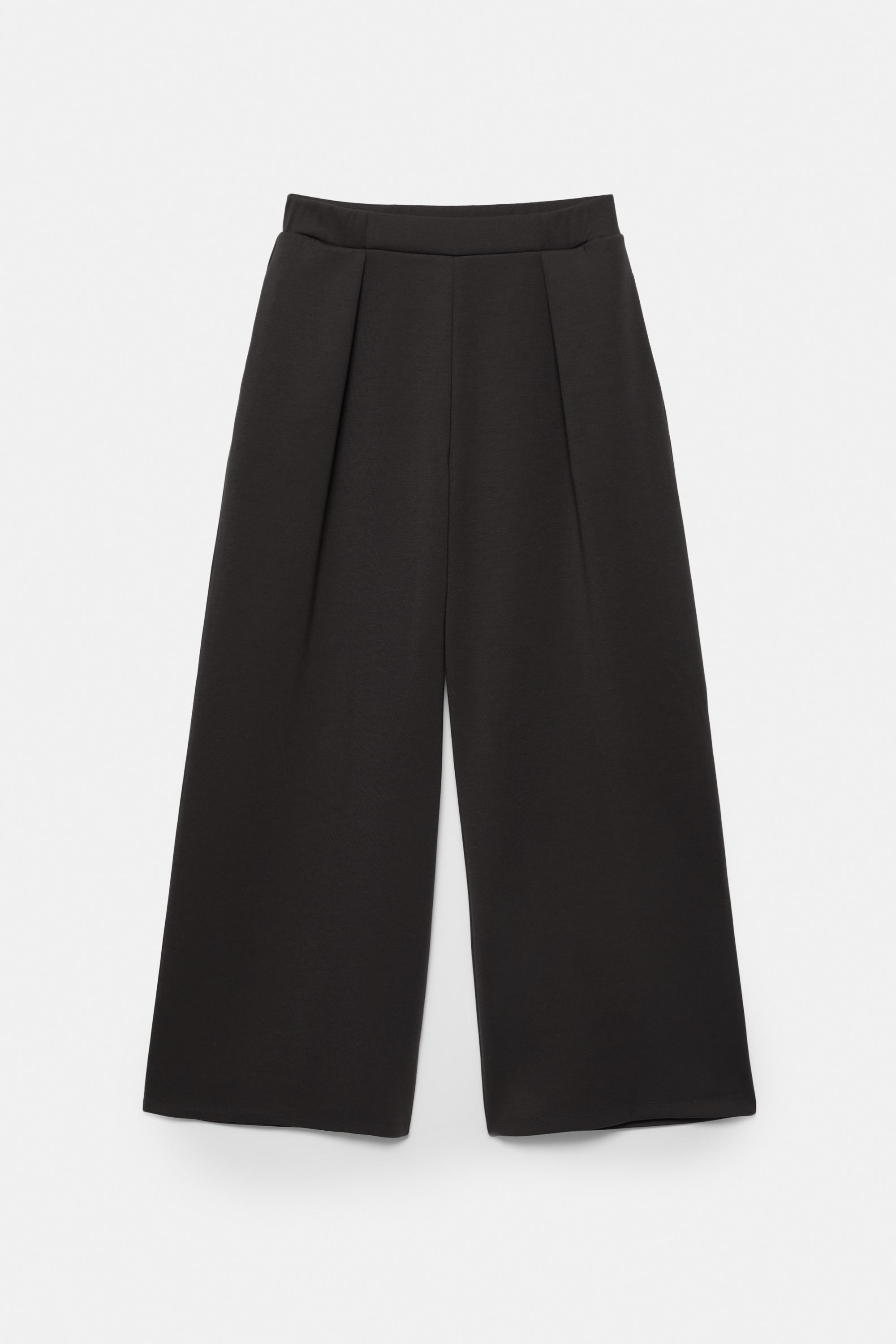 Soft-touch wide-leg darted trousers — Anthracite grey