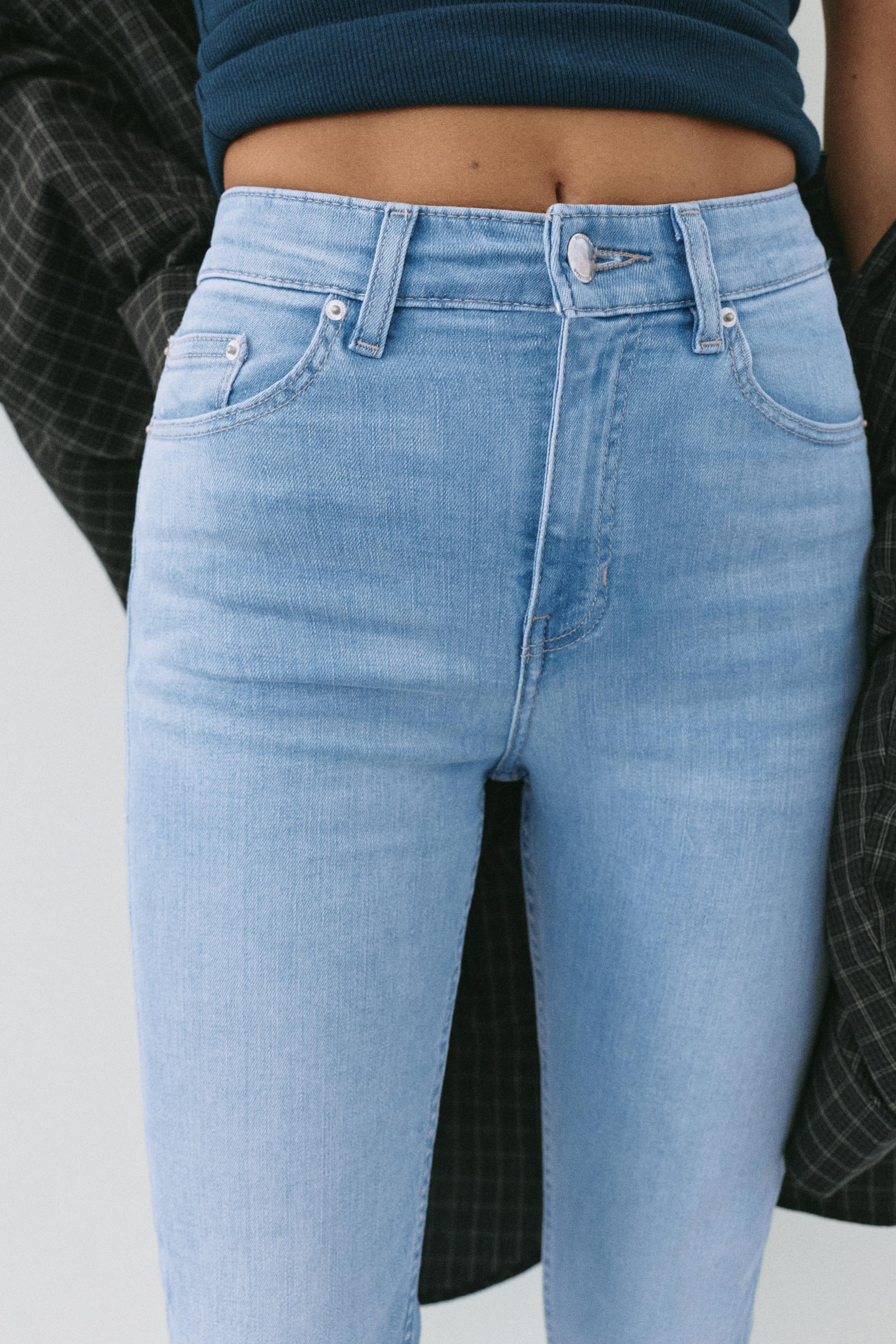 High-waist skinny jeans — Sky blue