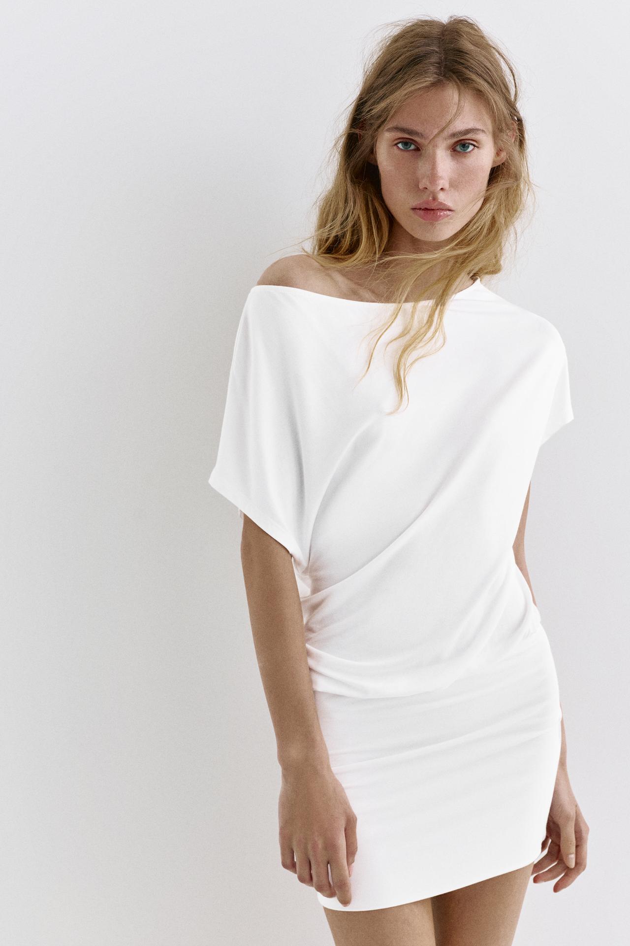 Short asymmetric dress — White