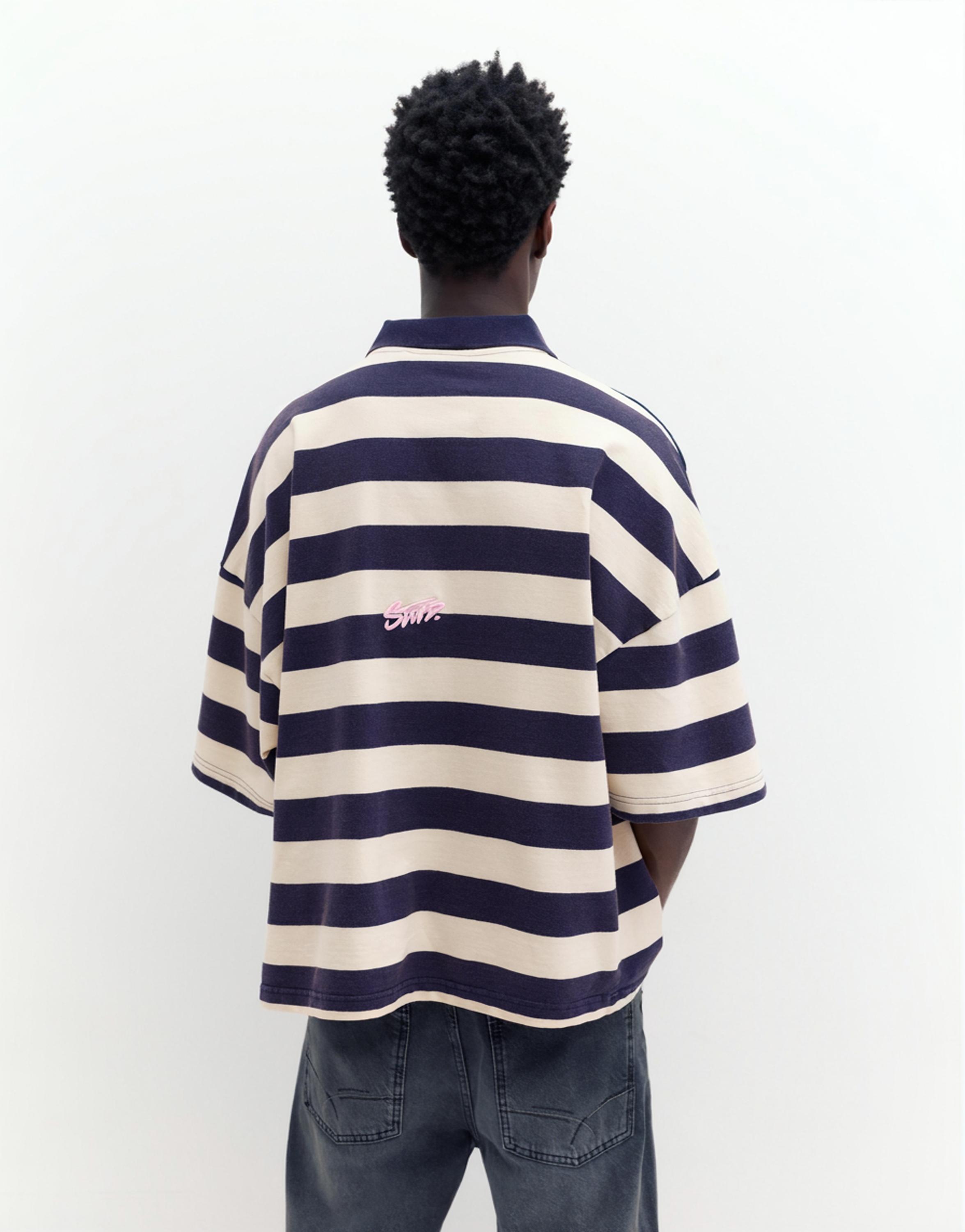 Çizgili boxy polo t-shirt - Görsel 32