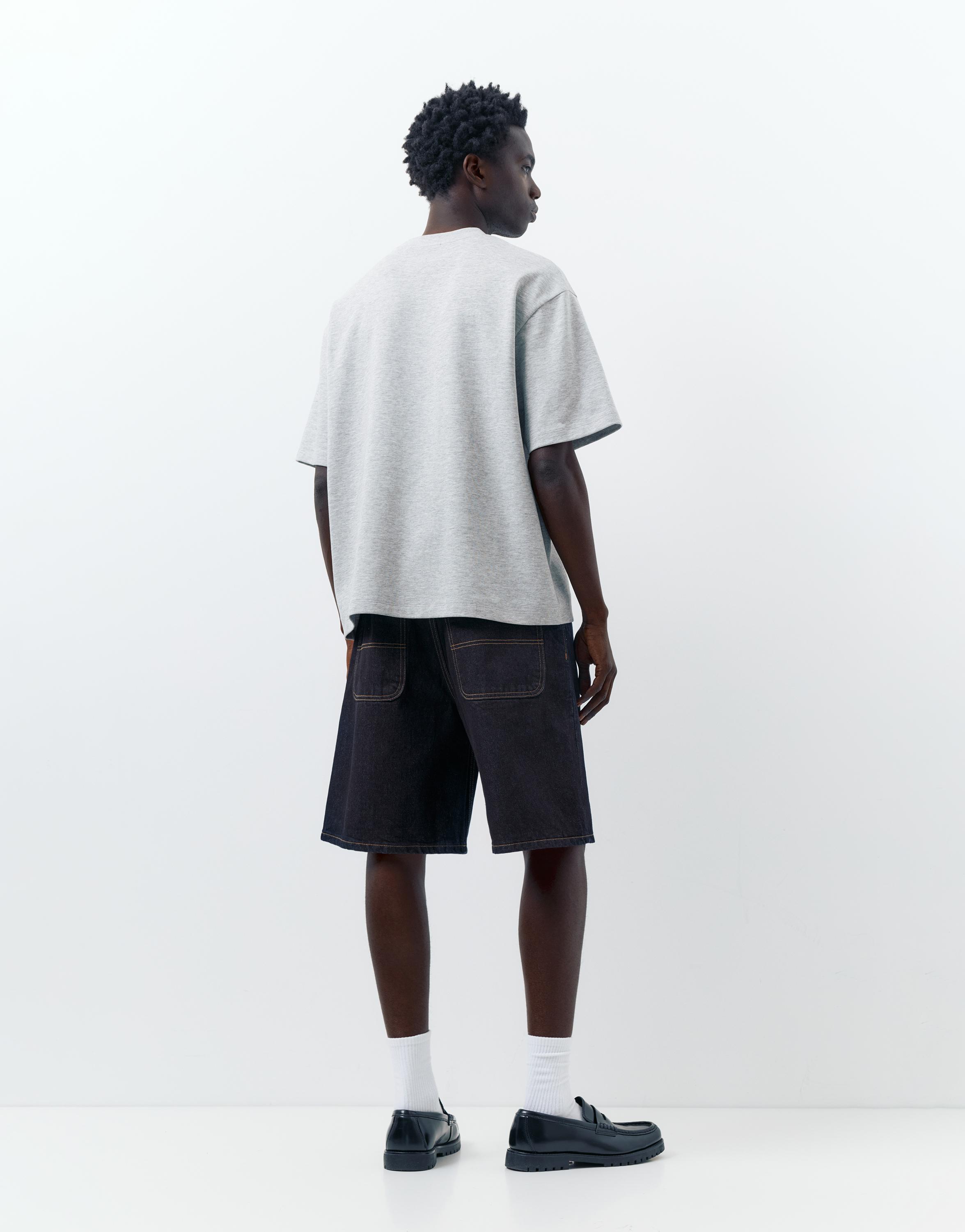 Baggy relaxed fit denim bermuda - Görsel 25