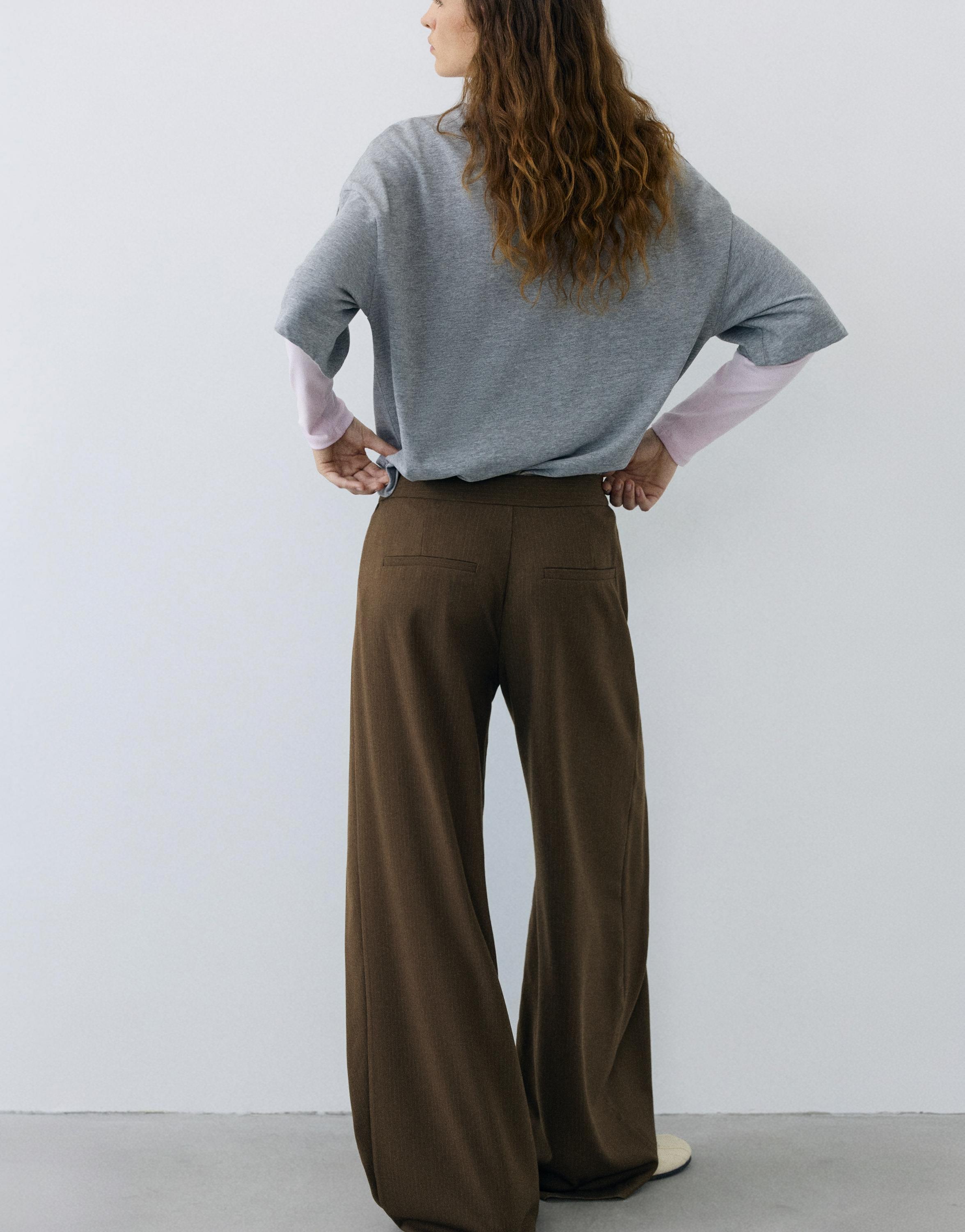 Darted buckled smart trousers — Brown
