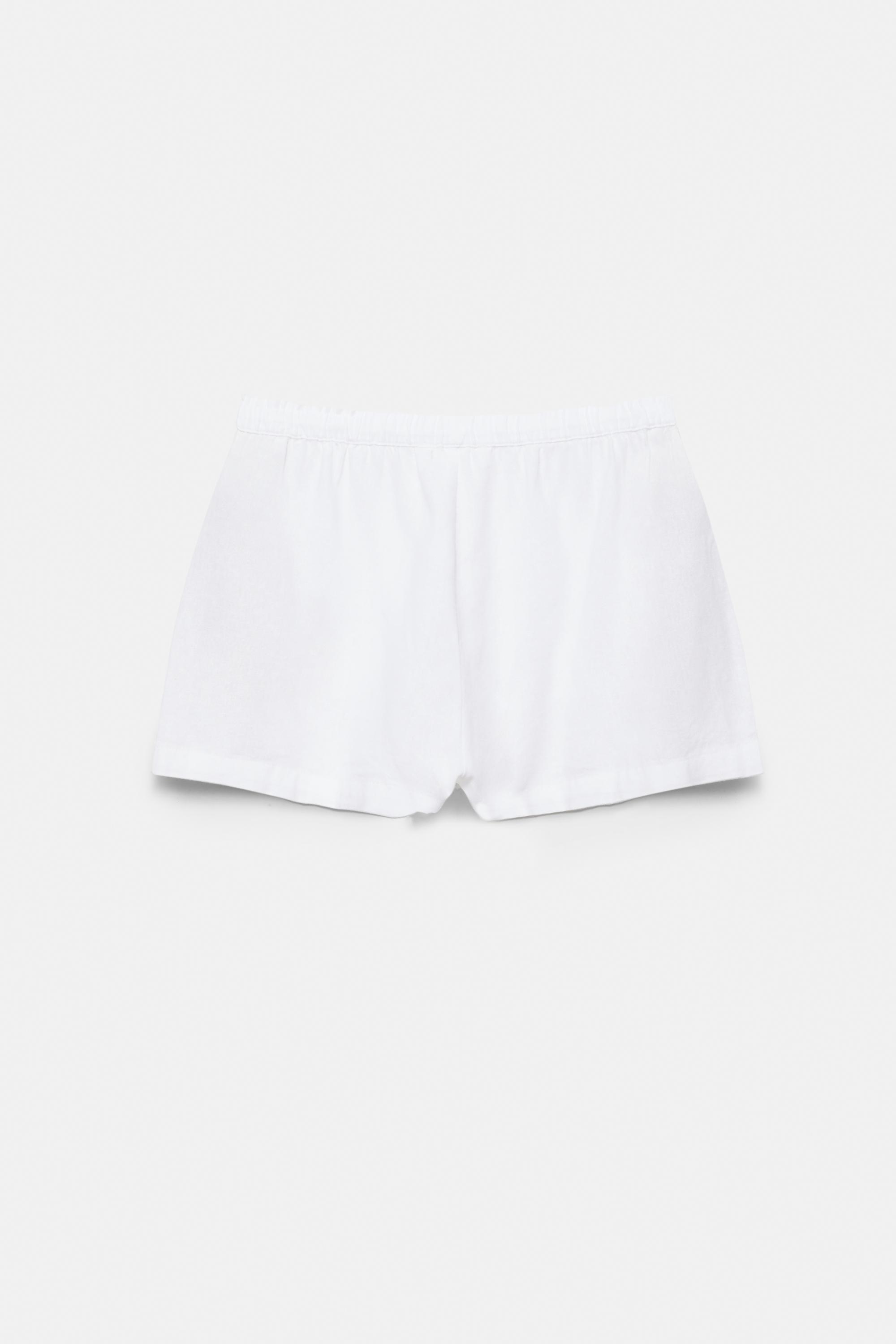 Linen blend shorts — White