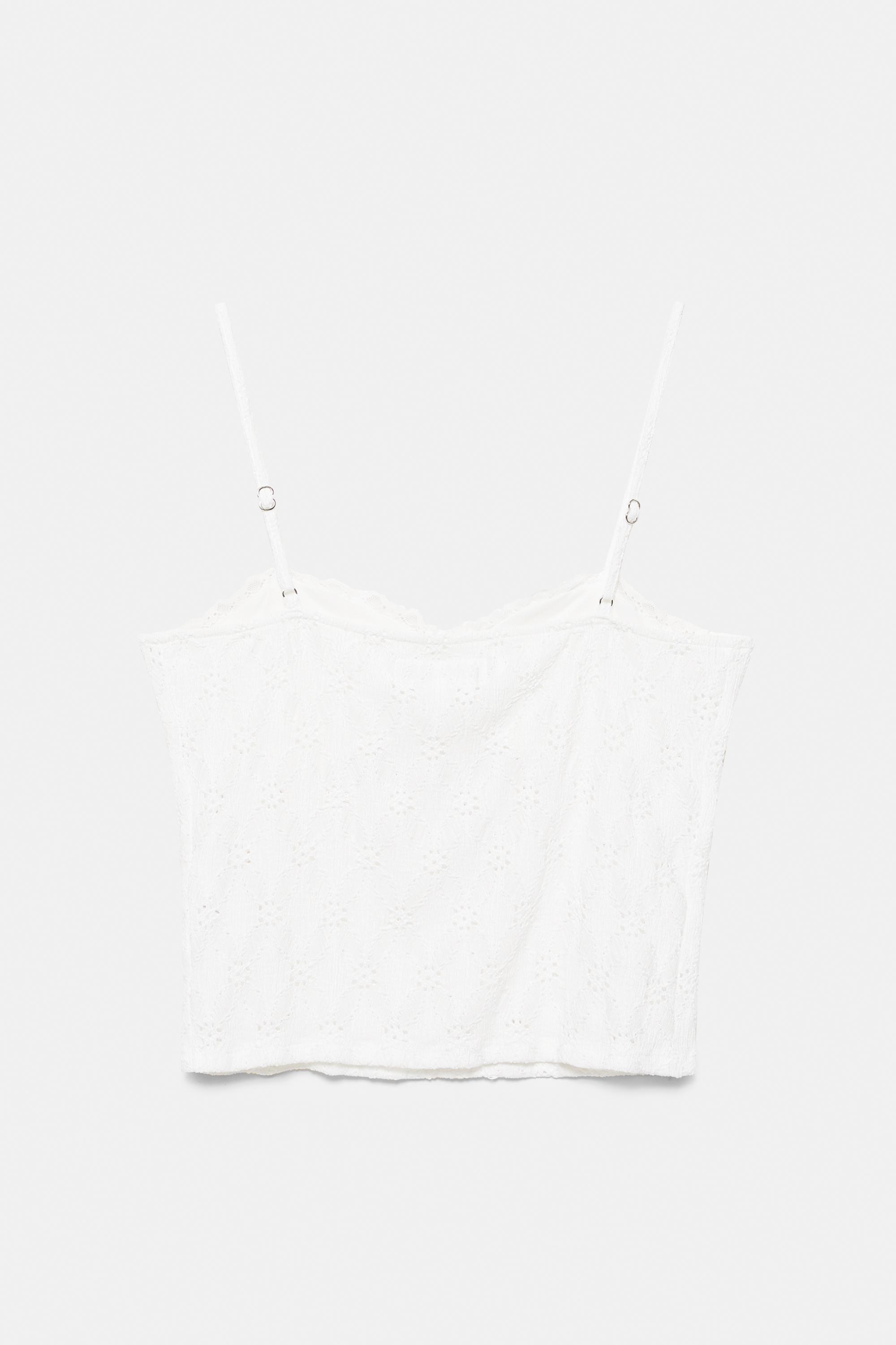 Swiss embroidered strappy corsetry-inspired top — White