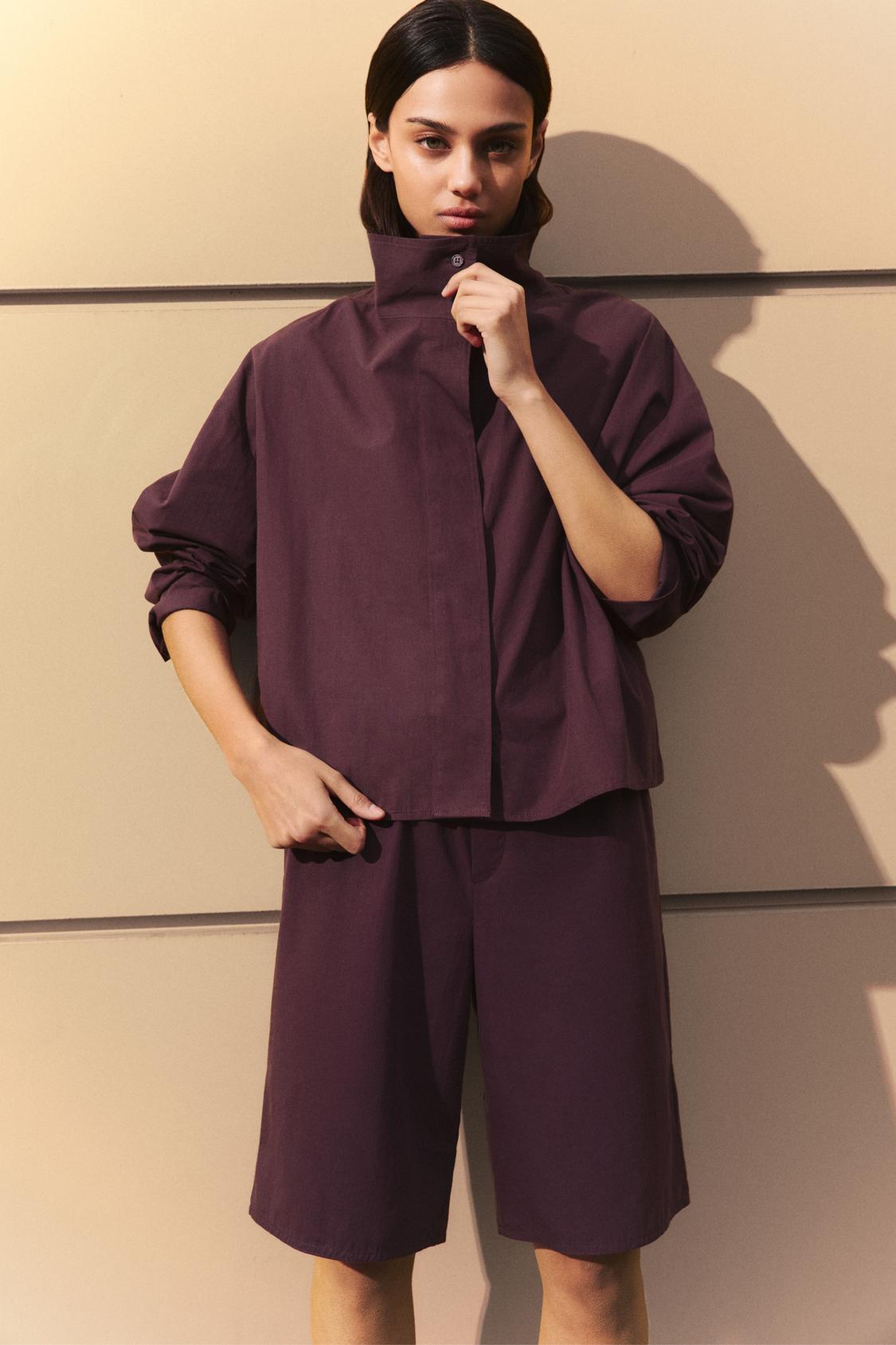 Burgundy Bermuda shorts with side bow PULL&BEAR