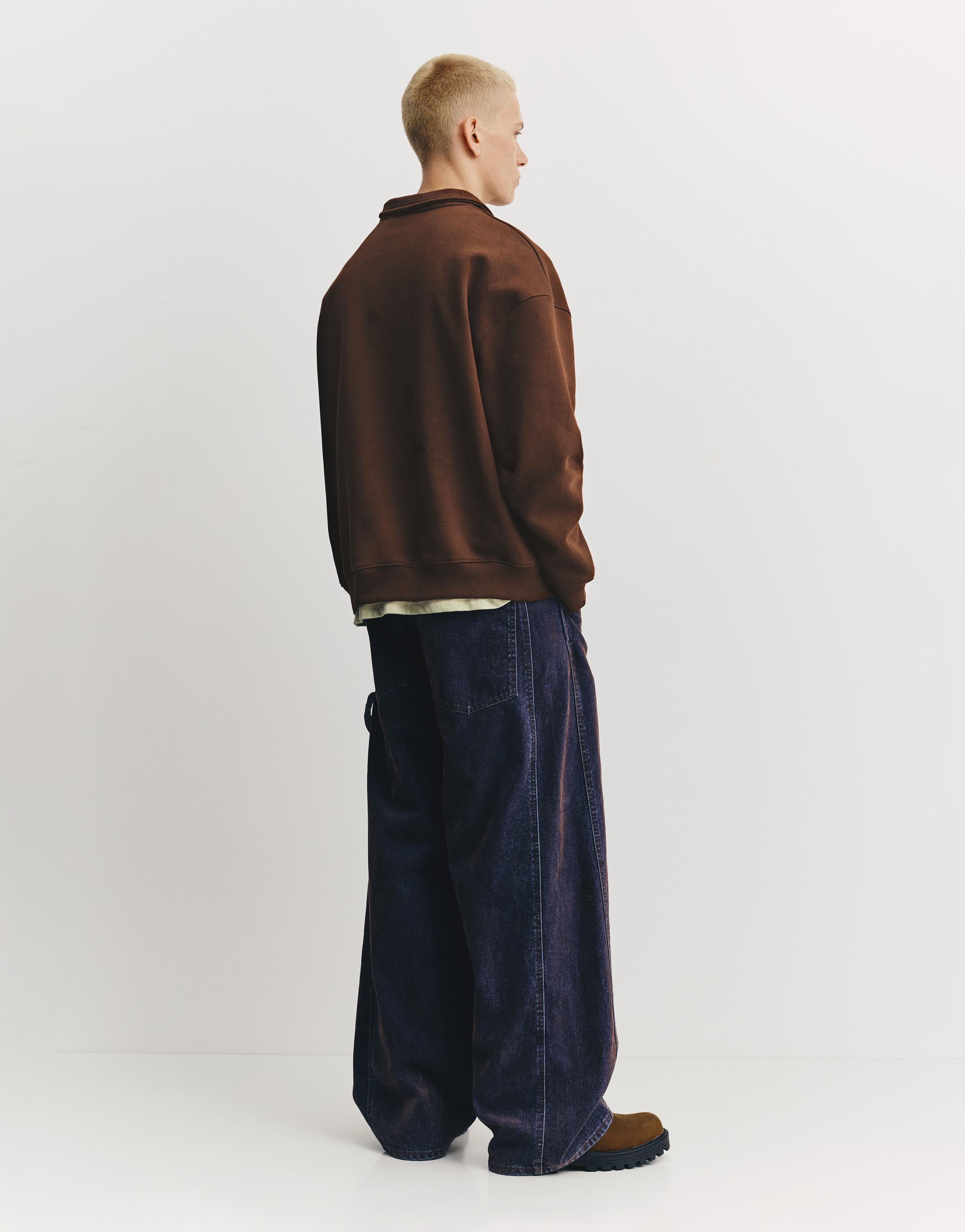 Grafik baskılı polo yaka sweatshirt - Görsel 8