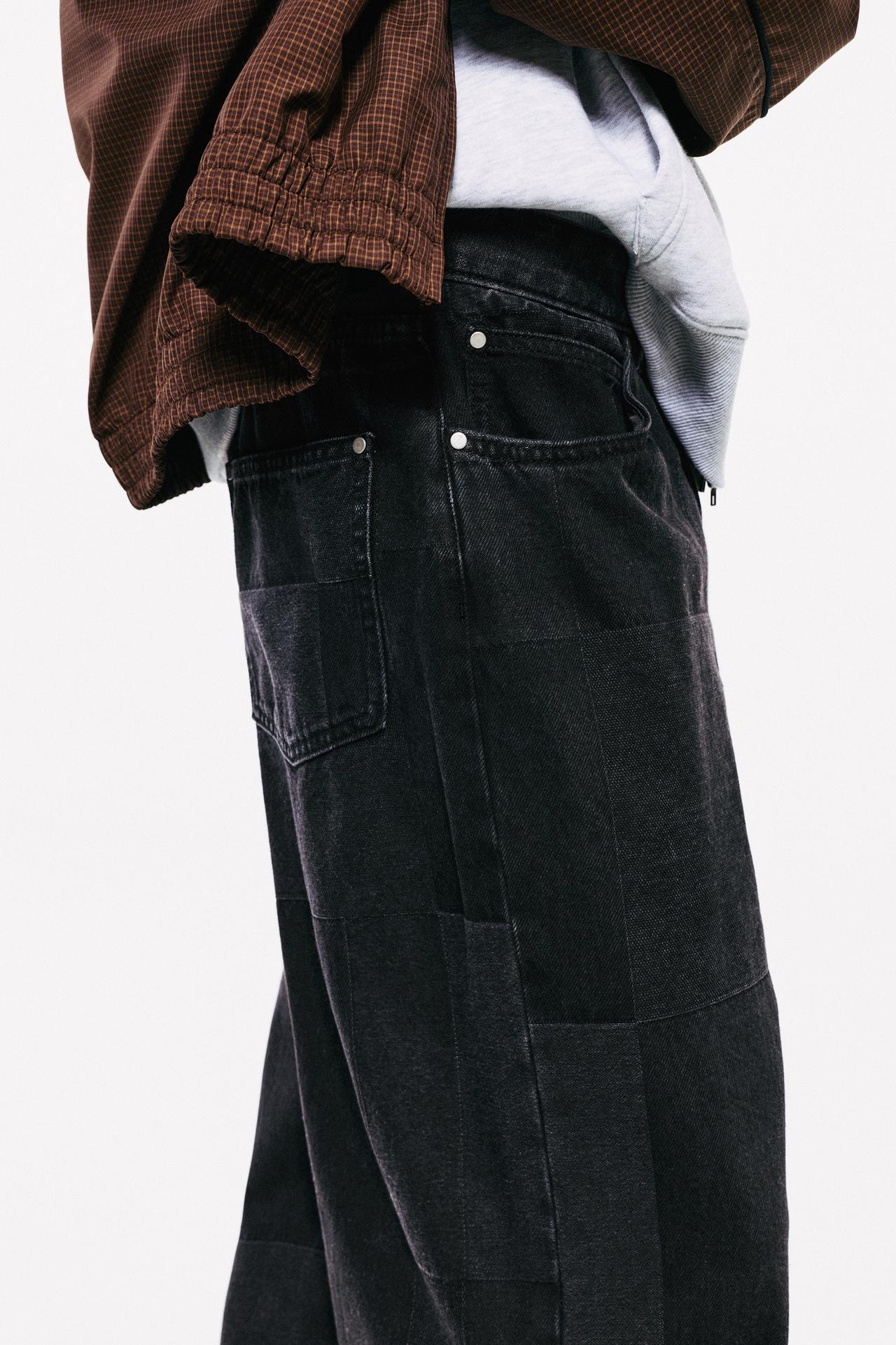 Jacquard relaxed fit jeans — Faded black