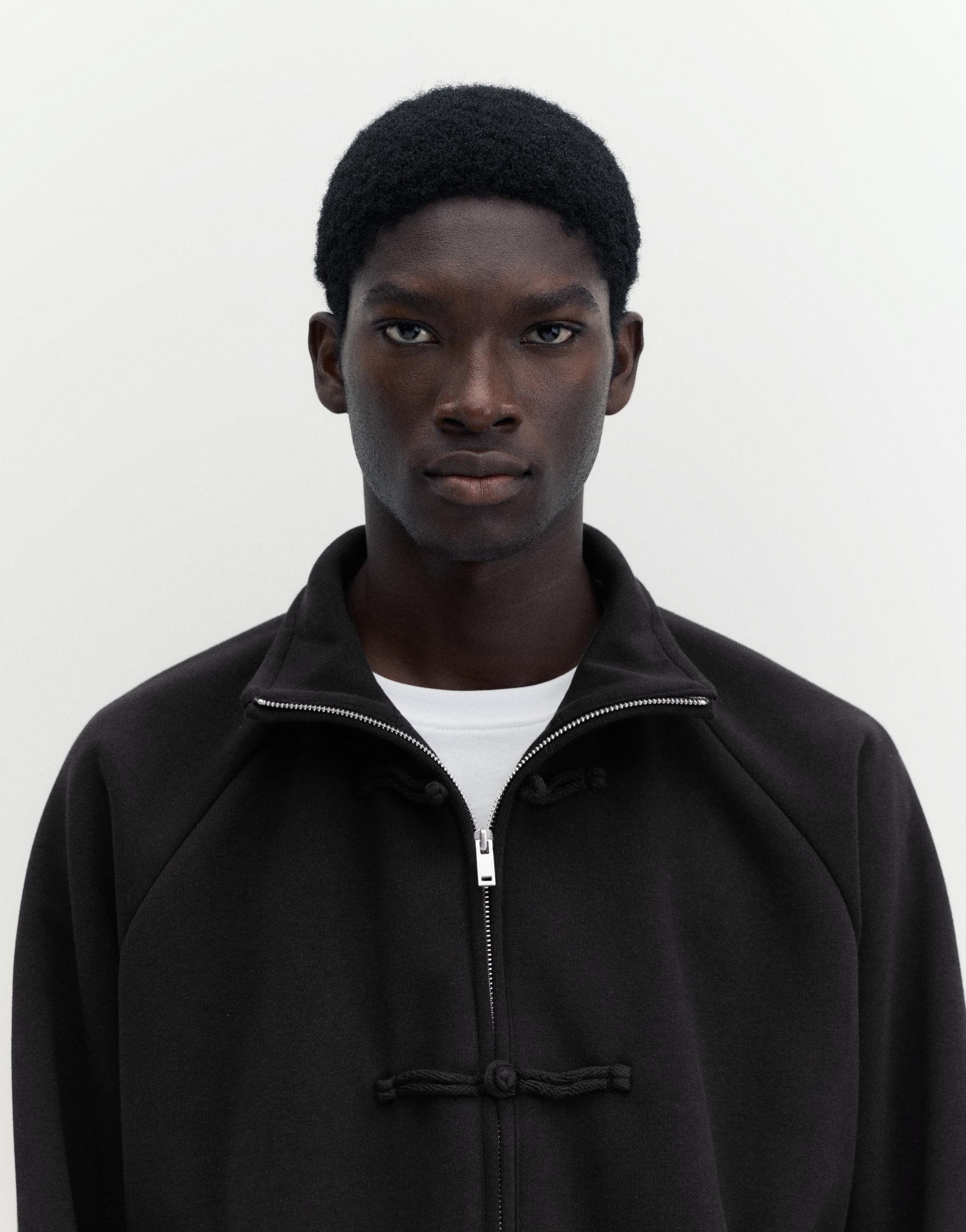 Zip-up sweatshirt with toggles — Black