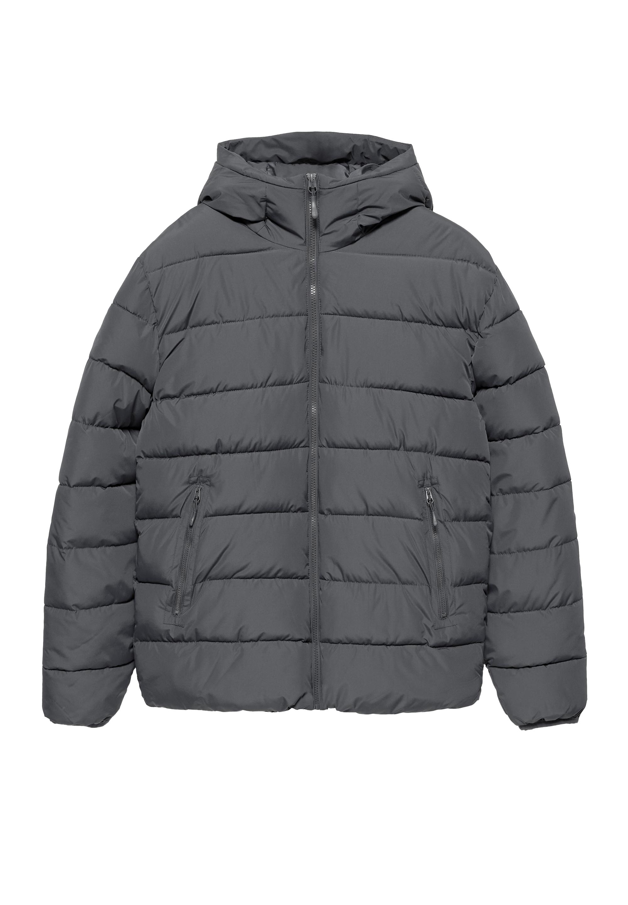 Puffer jacket with hood — Dark grey