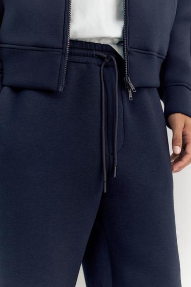 Neoprene-effect baggy trousers — Navy 4