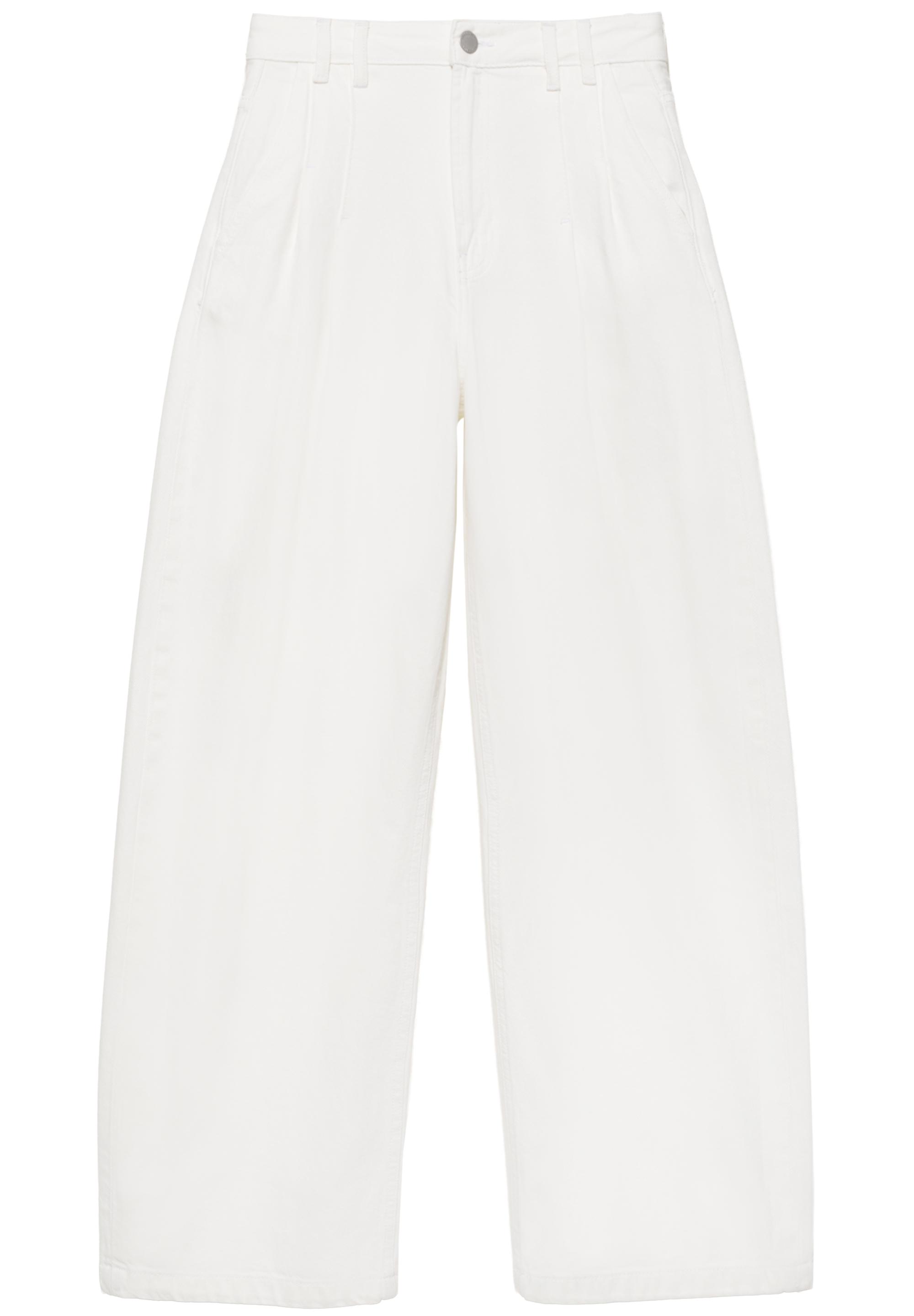 Pleated balloon fit baggy jeans — White