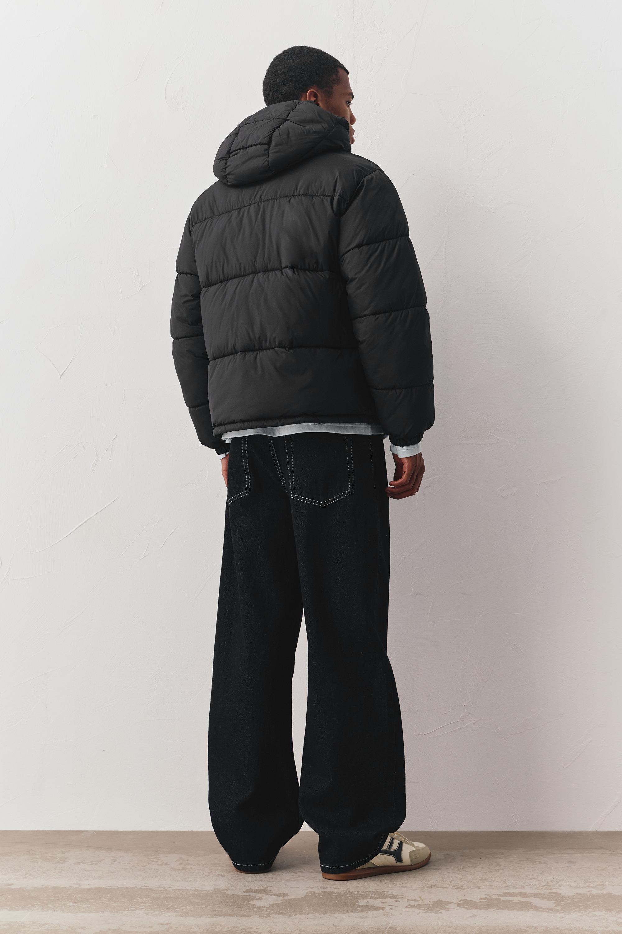 Padded jacket with hood — Black
