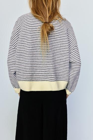 Striped jumper with contrast neck — Grey 2