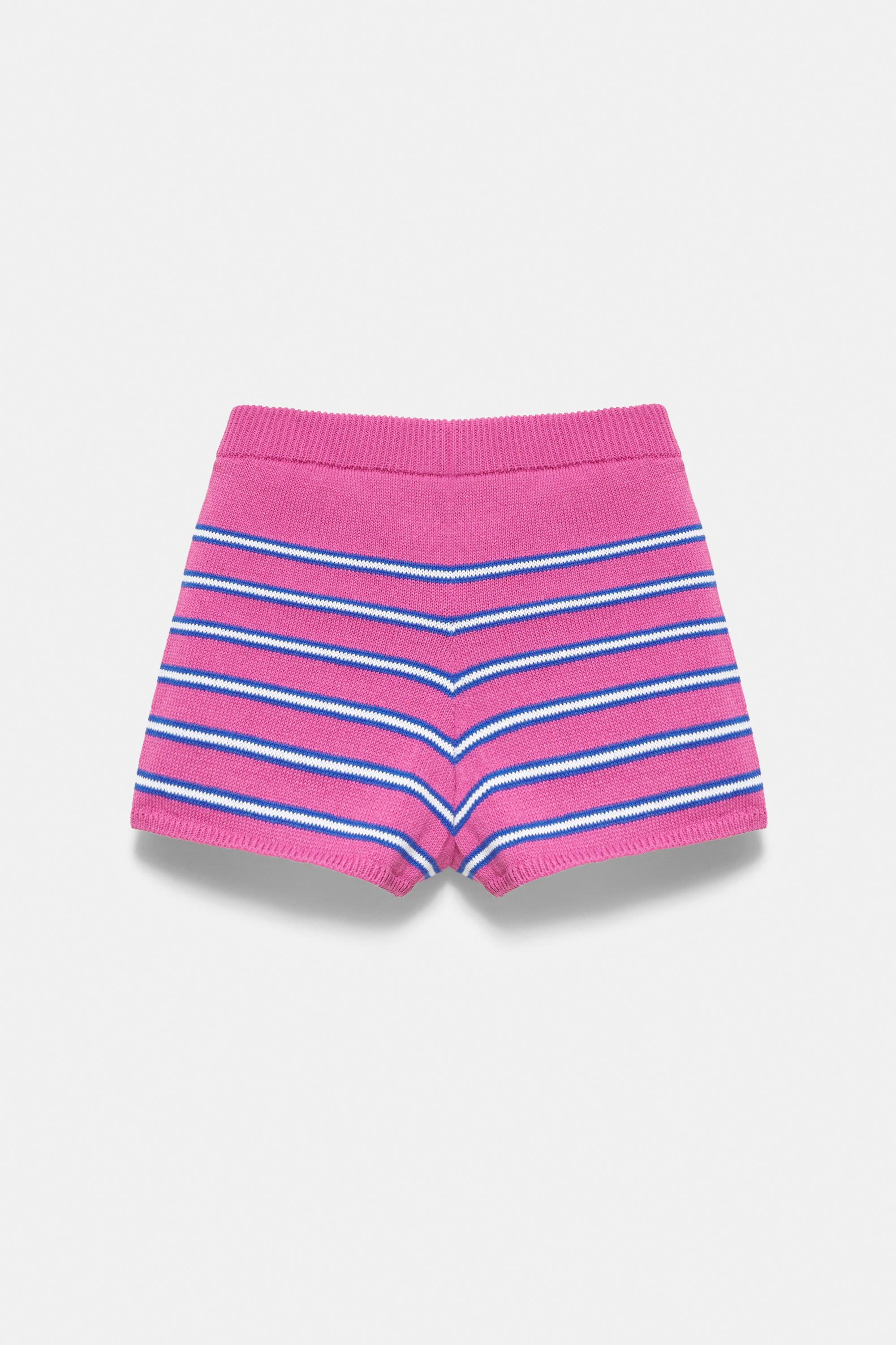 Striped knit shorts — Strawberry