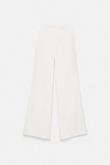 Satin straight-leg trousers — Ecru 5