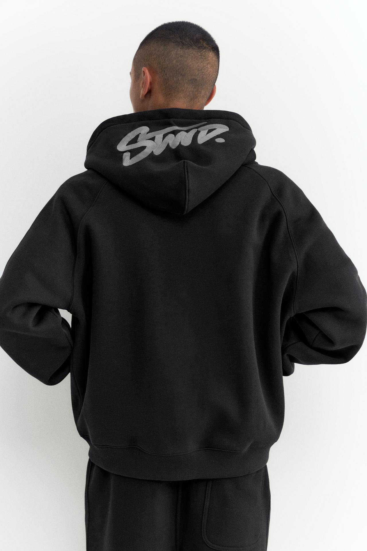 STWD zip-up hoodie — Black