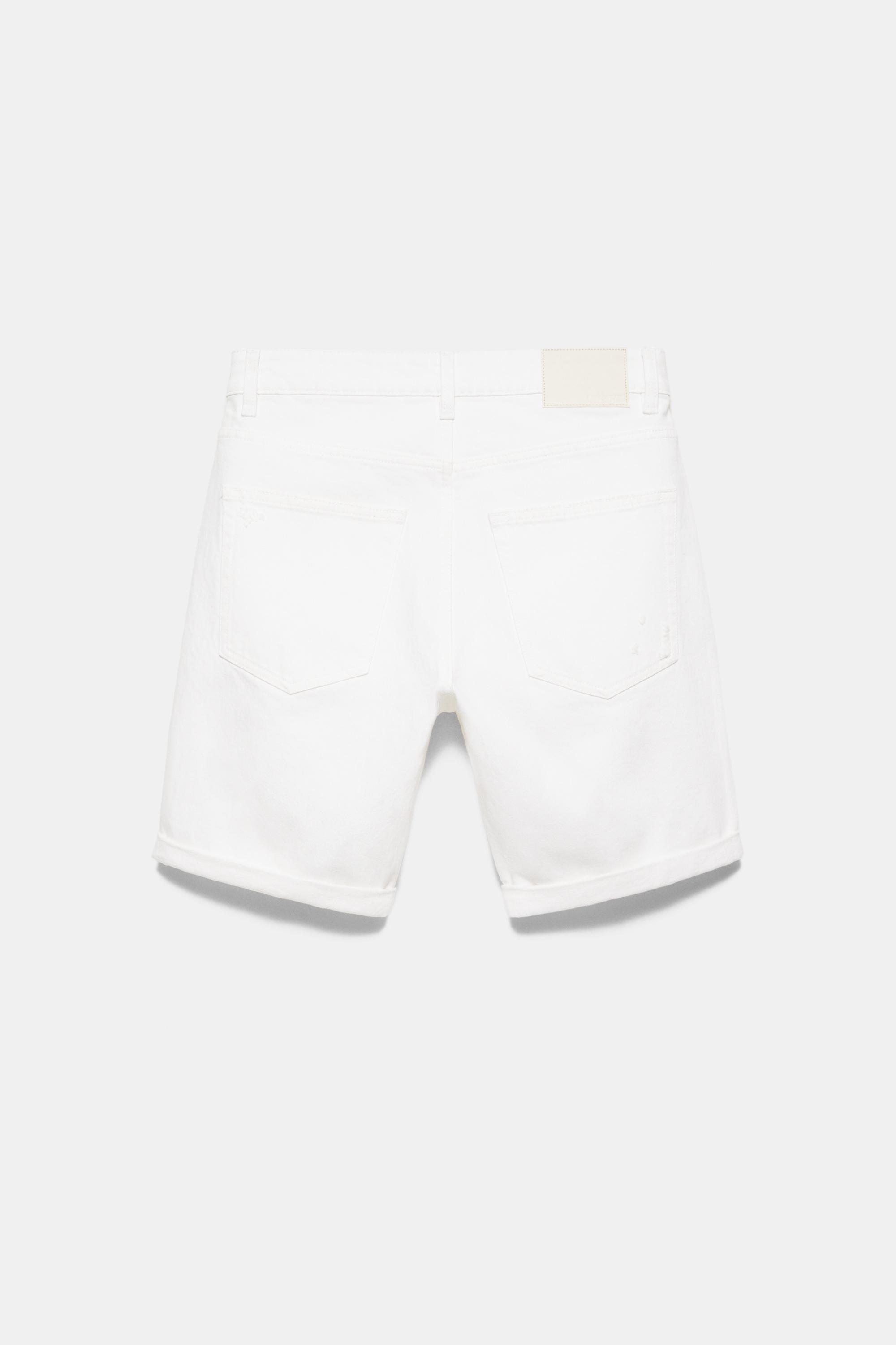 Ripped denim Bermuda shorts — Off white
