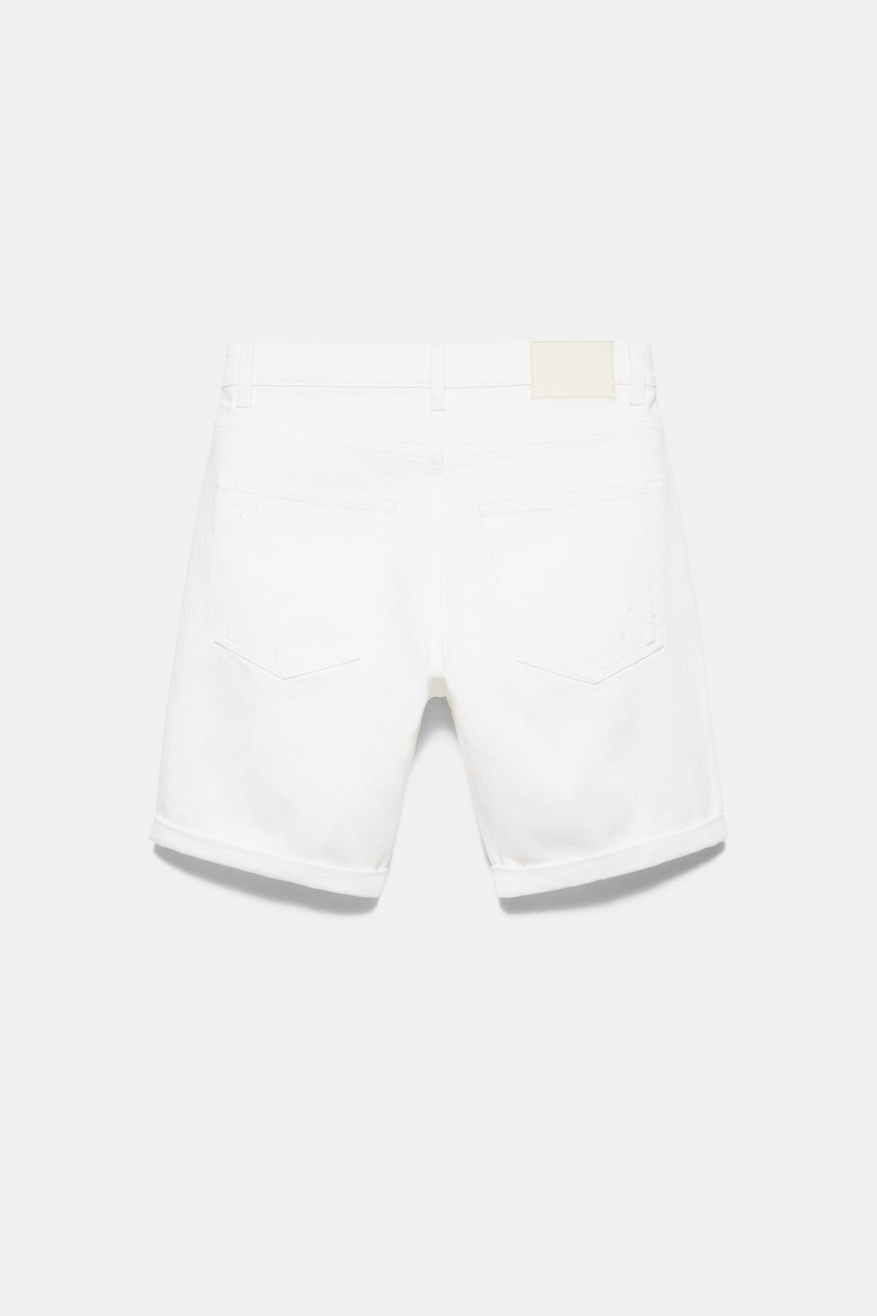Ripped denim Bermuda shorts — Off white