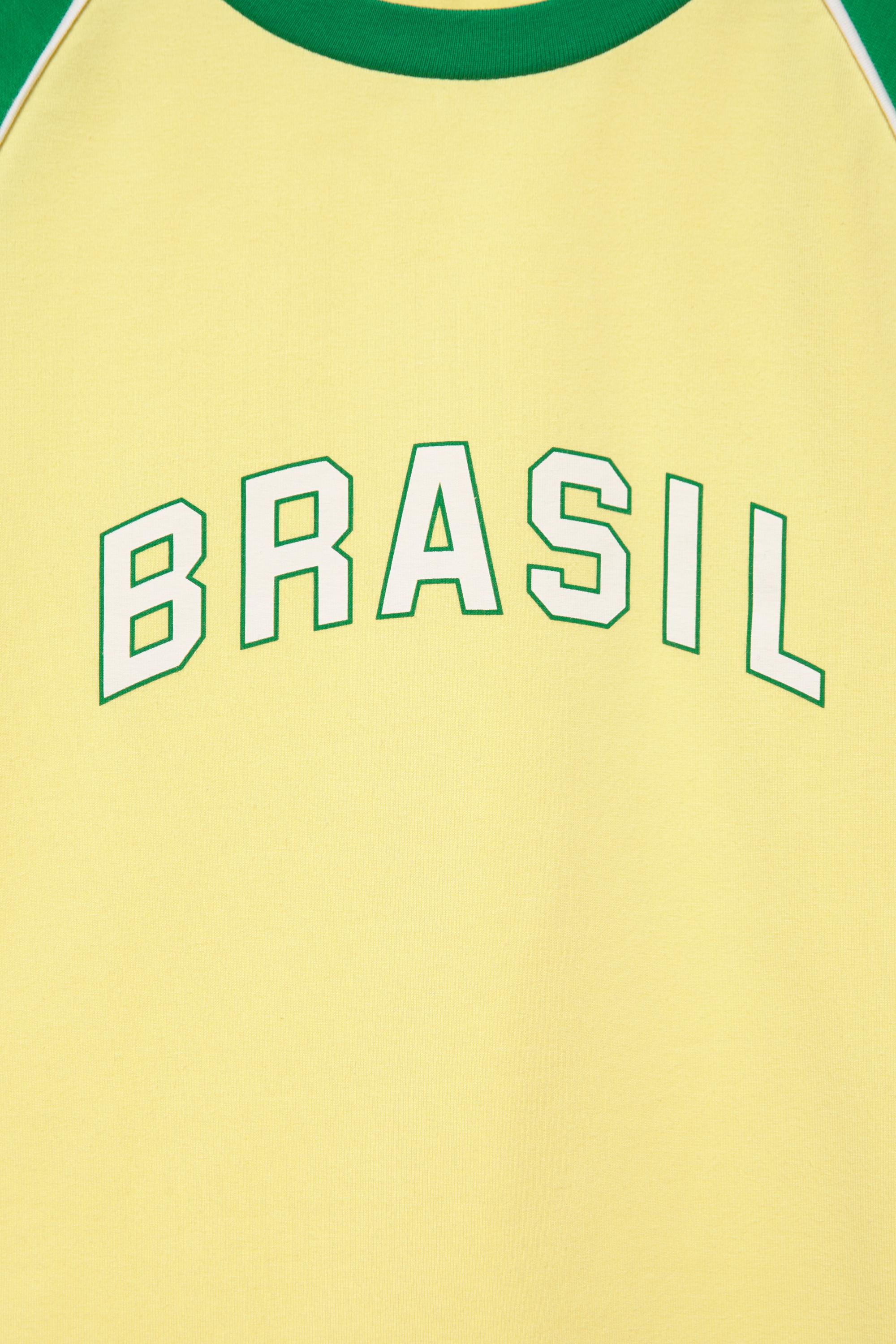 Slim fit Brazil graphic T-shirt — Yellow