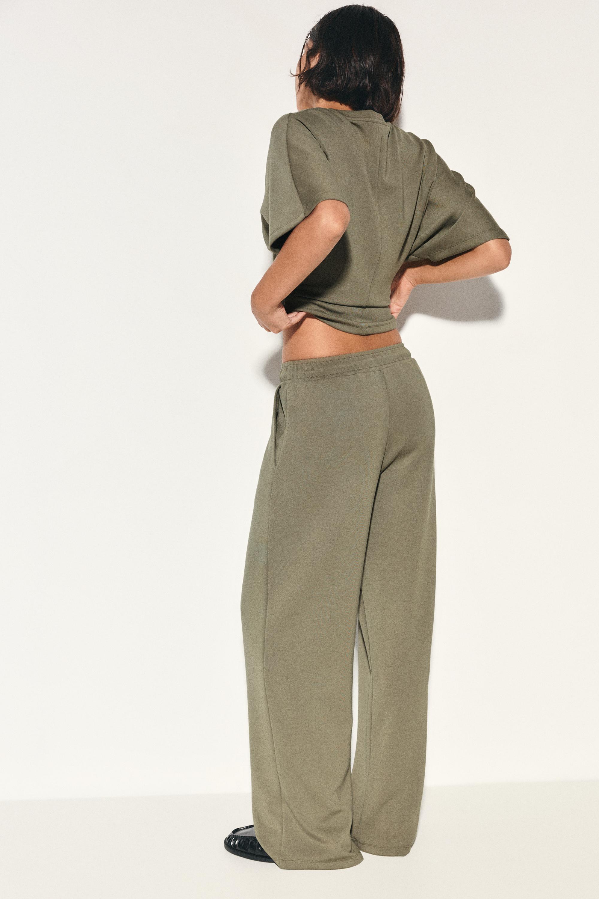 Modal wide-leg trousers — Khaki