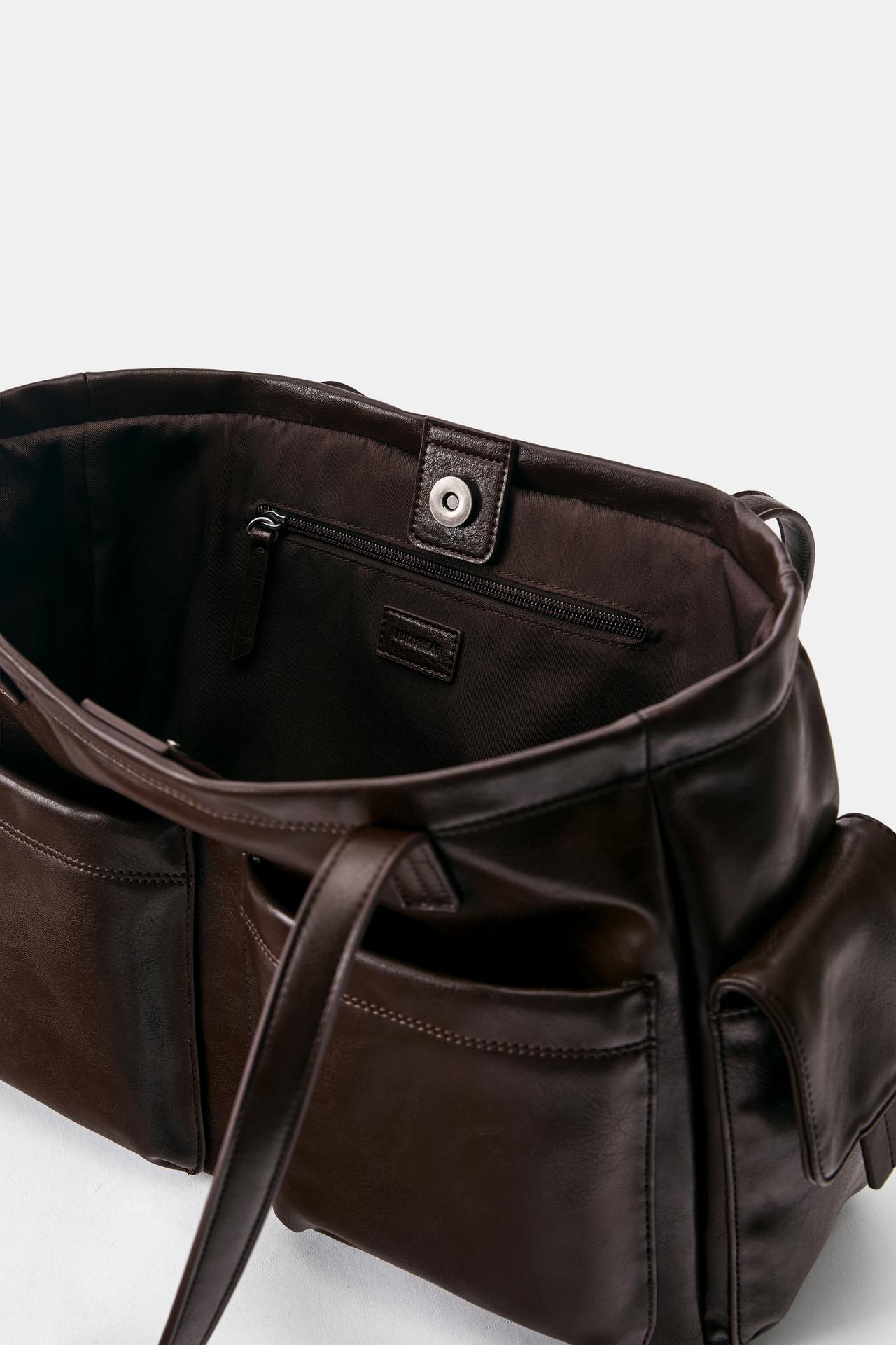 Multipocket tote bag — Brown
