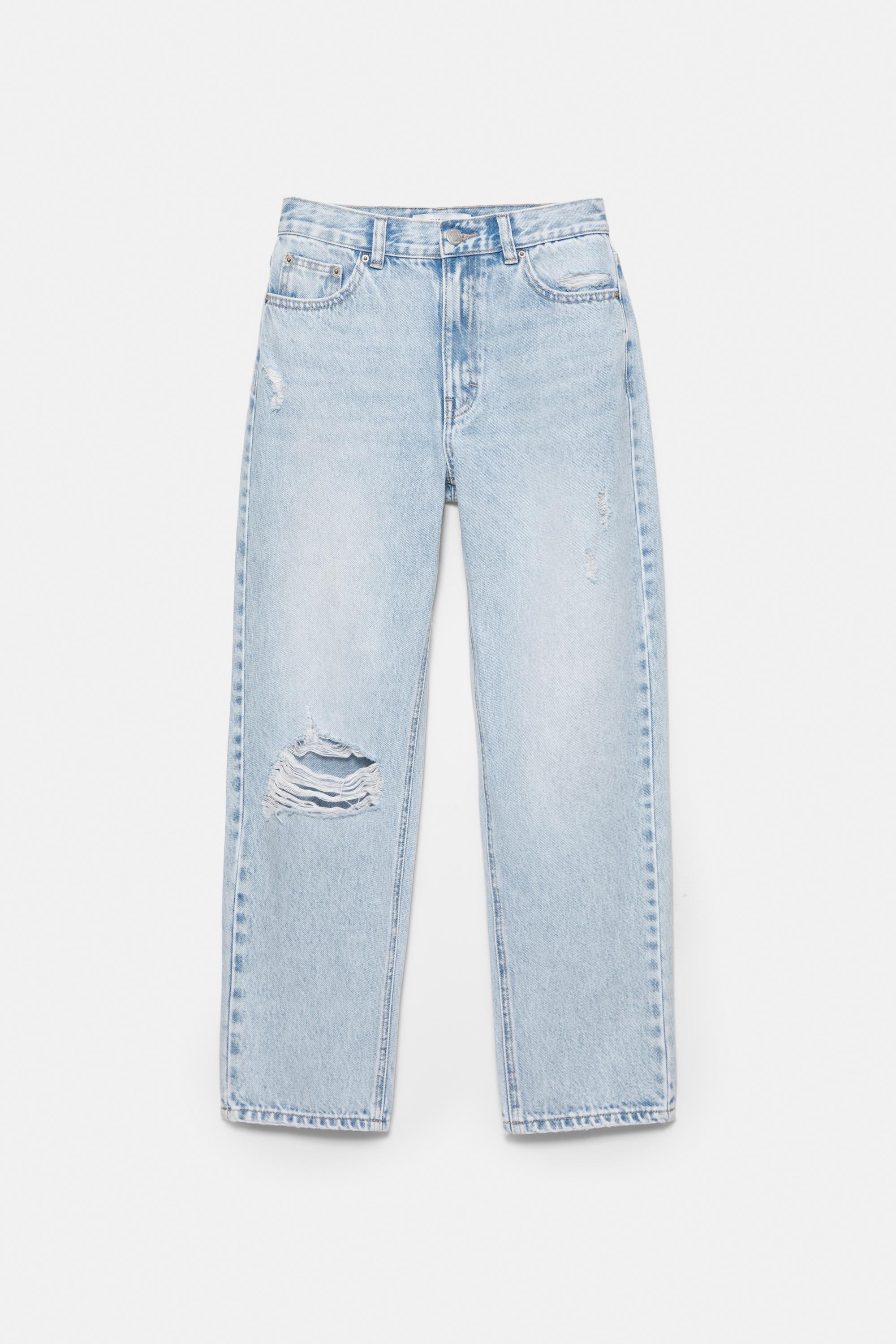 Ripped mom fit jeans — Sky blue