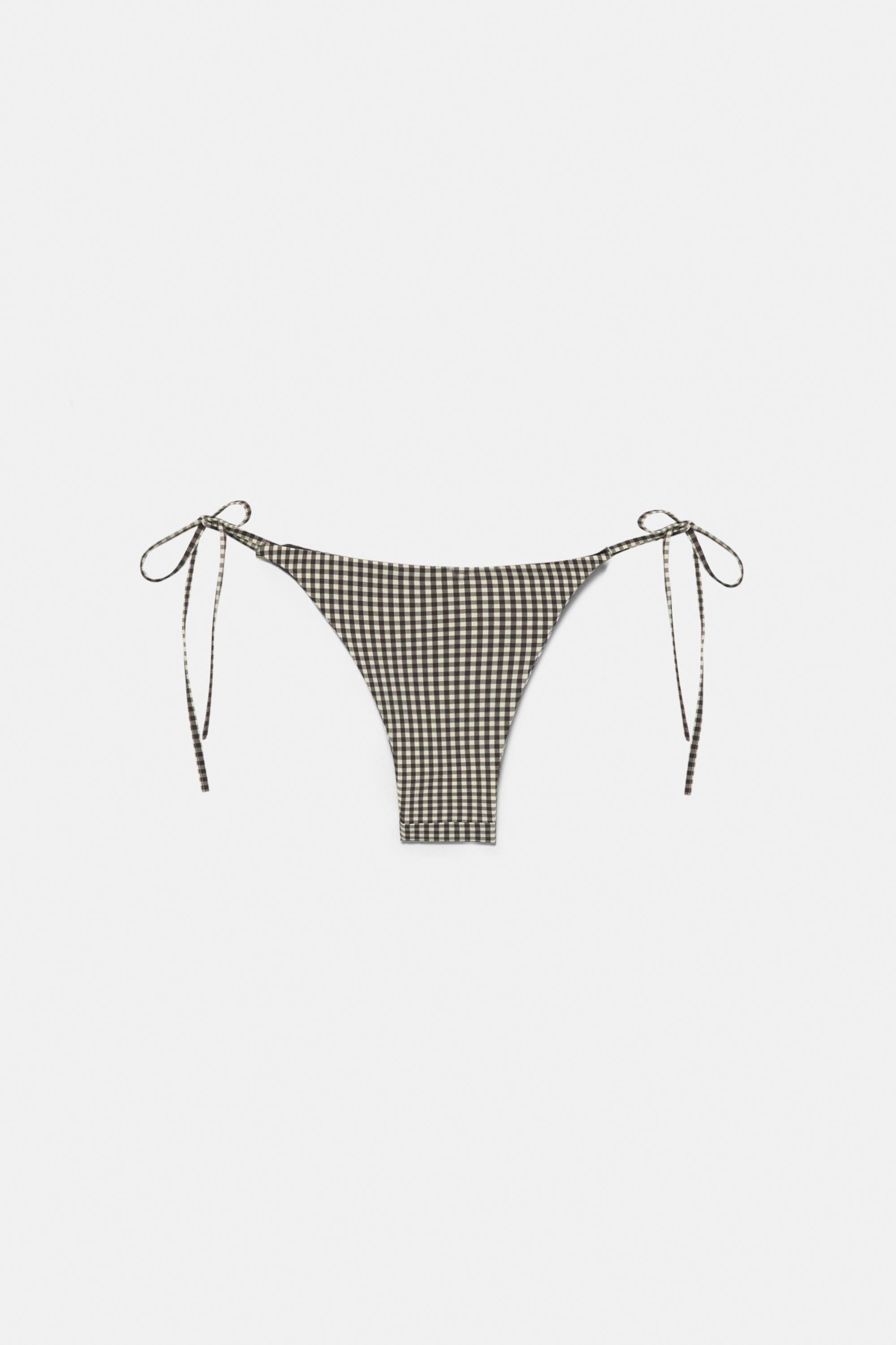 Gingham bikini bottoms — Brown