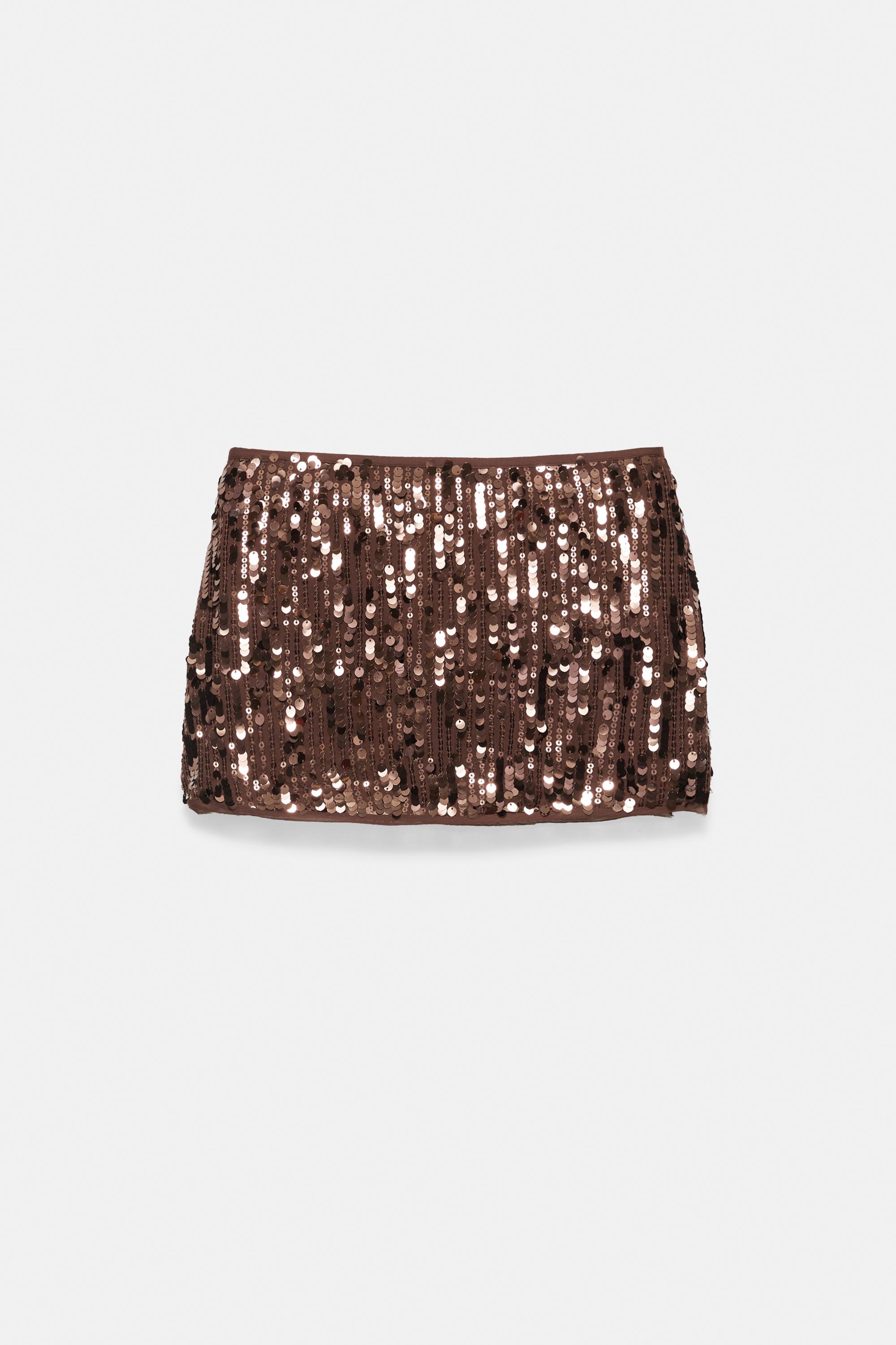 Sequin mini skirt — Brown