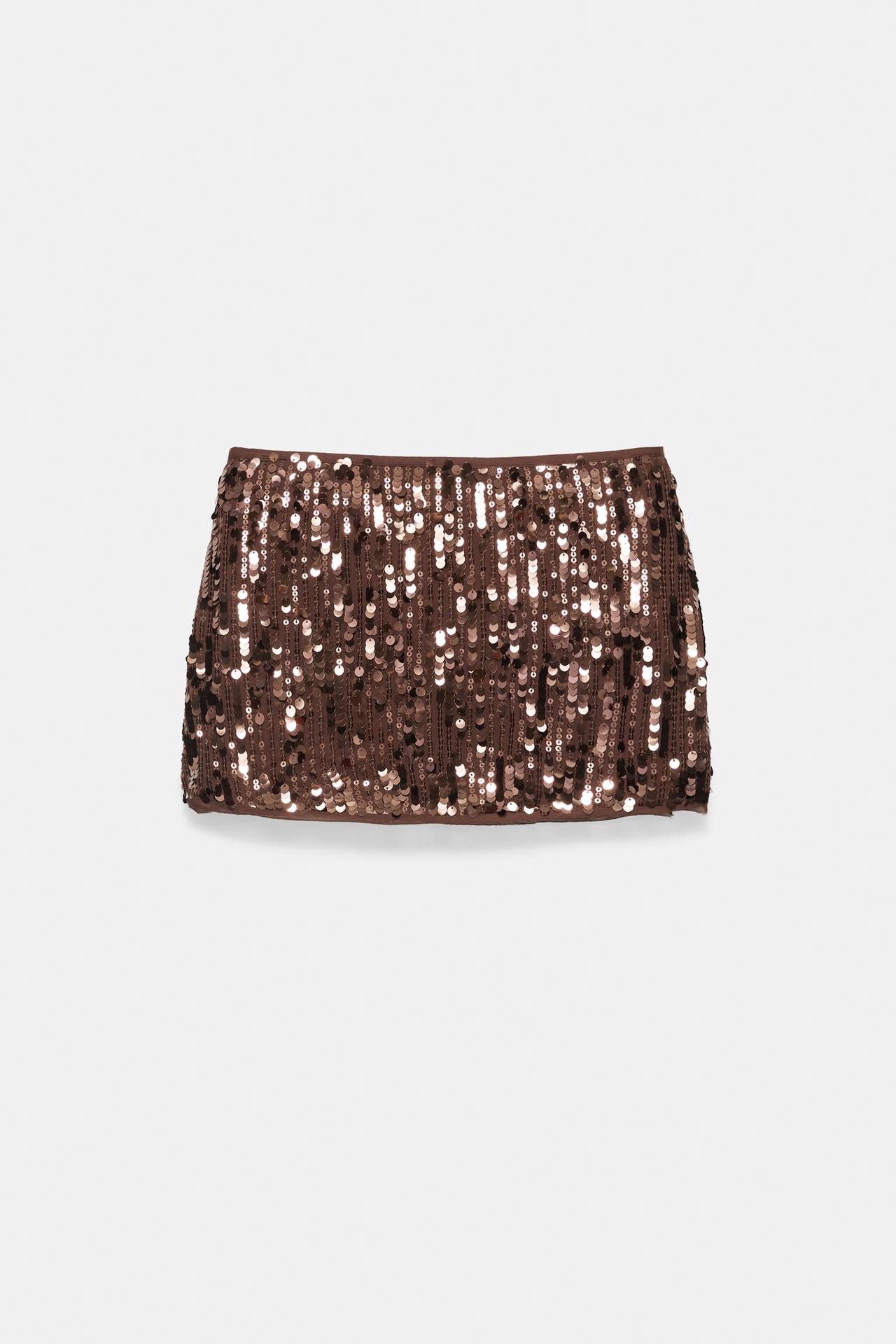 Sequin mini skirt — Brown