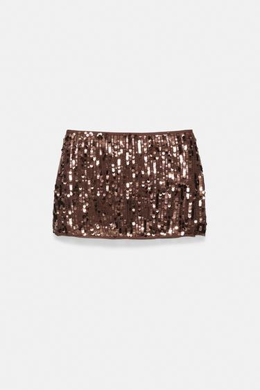 Sequin mini skirt — Brown 7