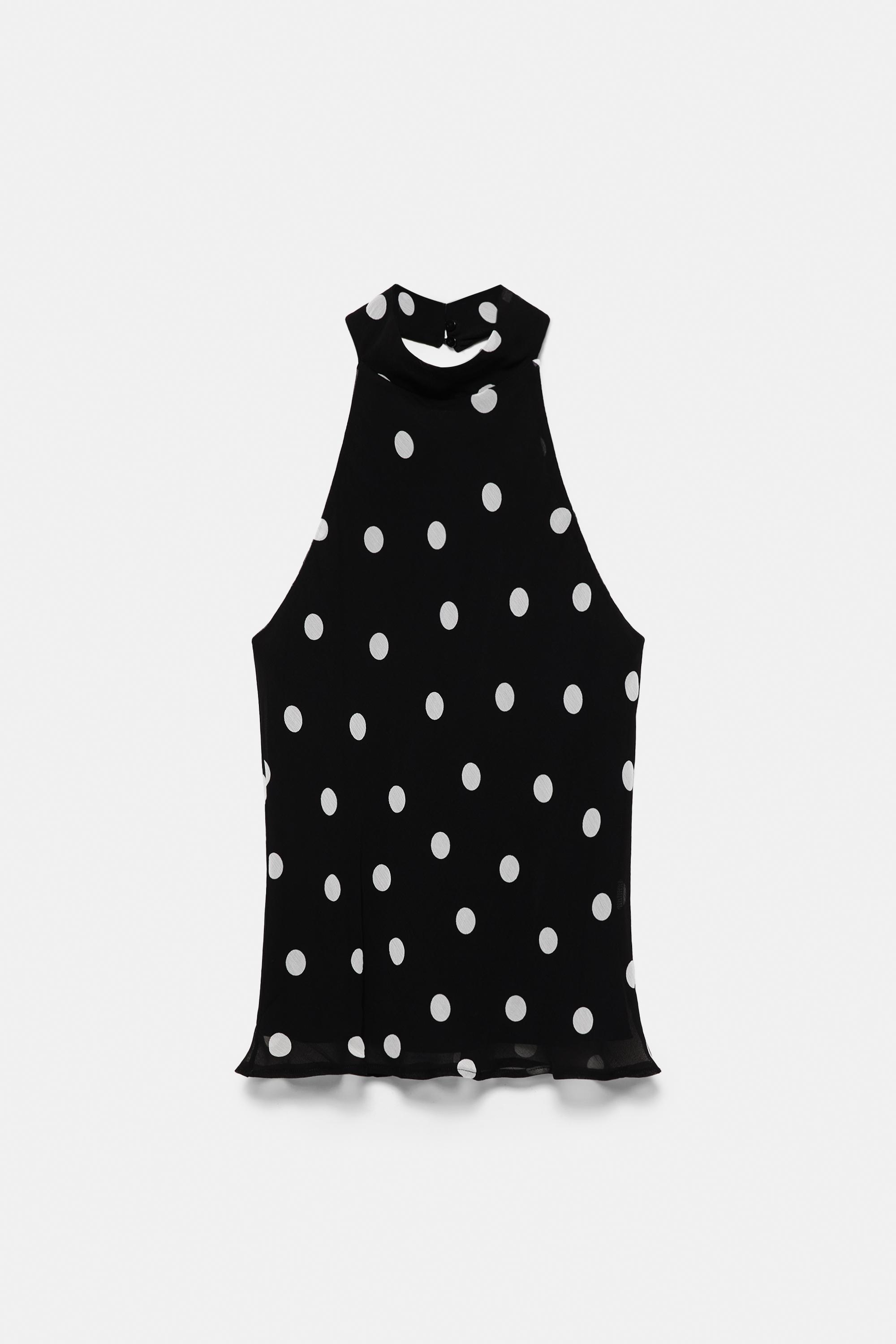 Puantiye desenli halter top - Görsel 2