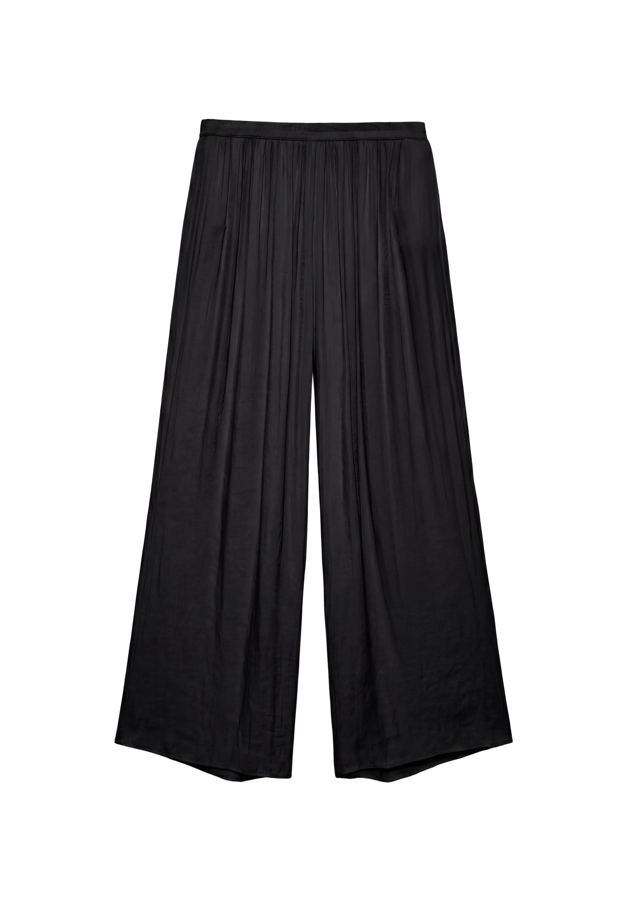 Satin wide-leg trousers — Black
