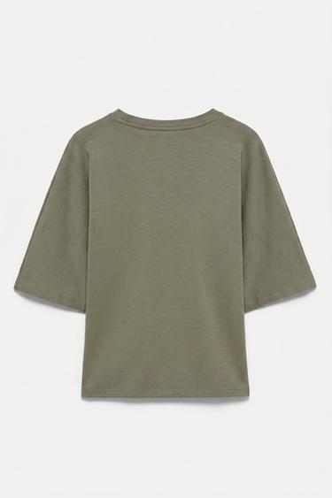 Soft-touch boxy T-shirt — Khaki 7