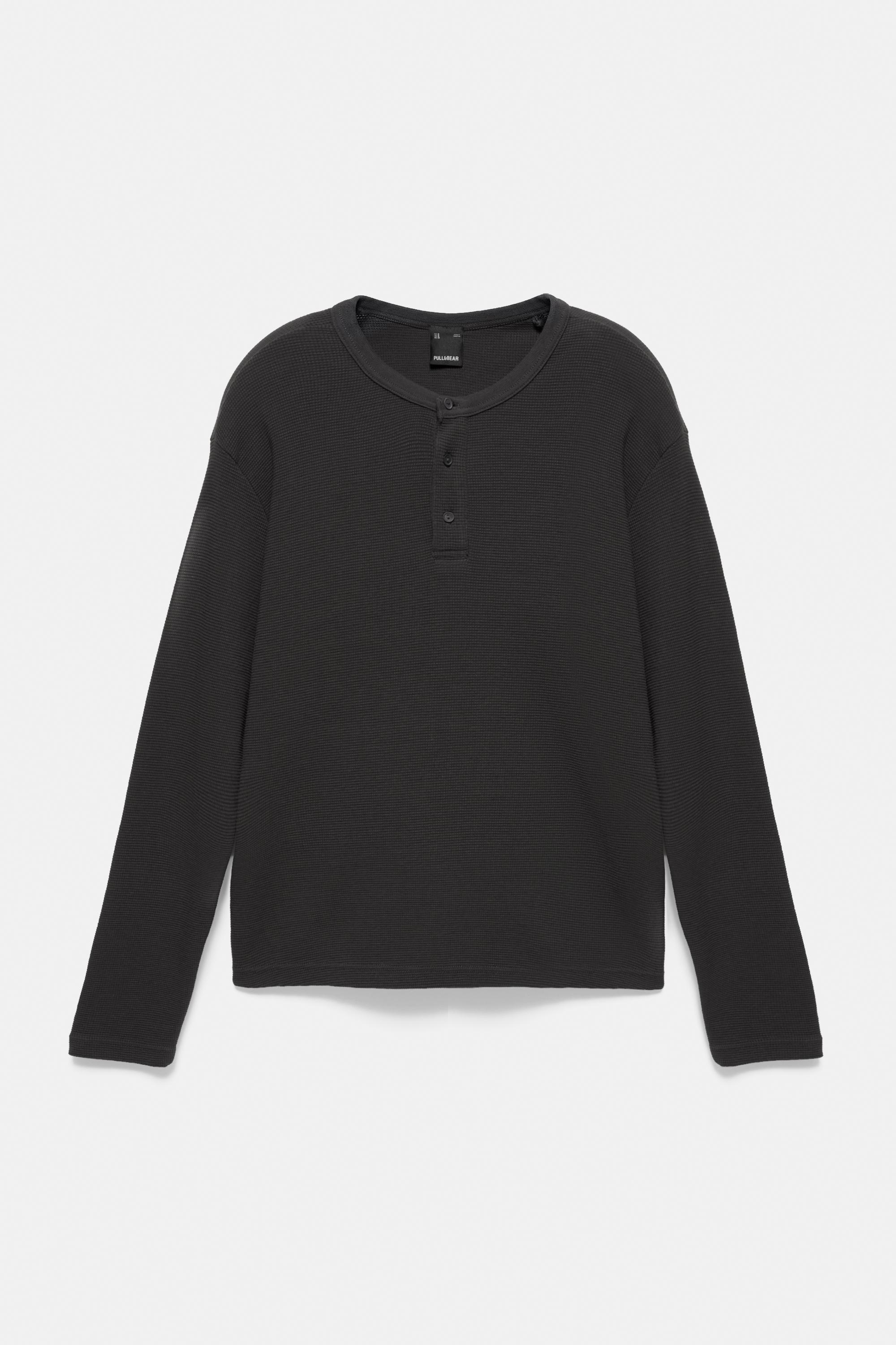 Waffle-knit long sleeve T-shirt — Anthracite grey