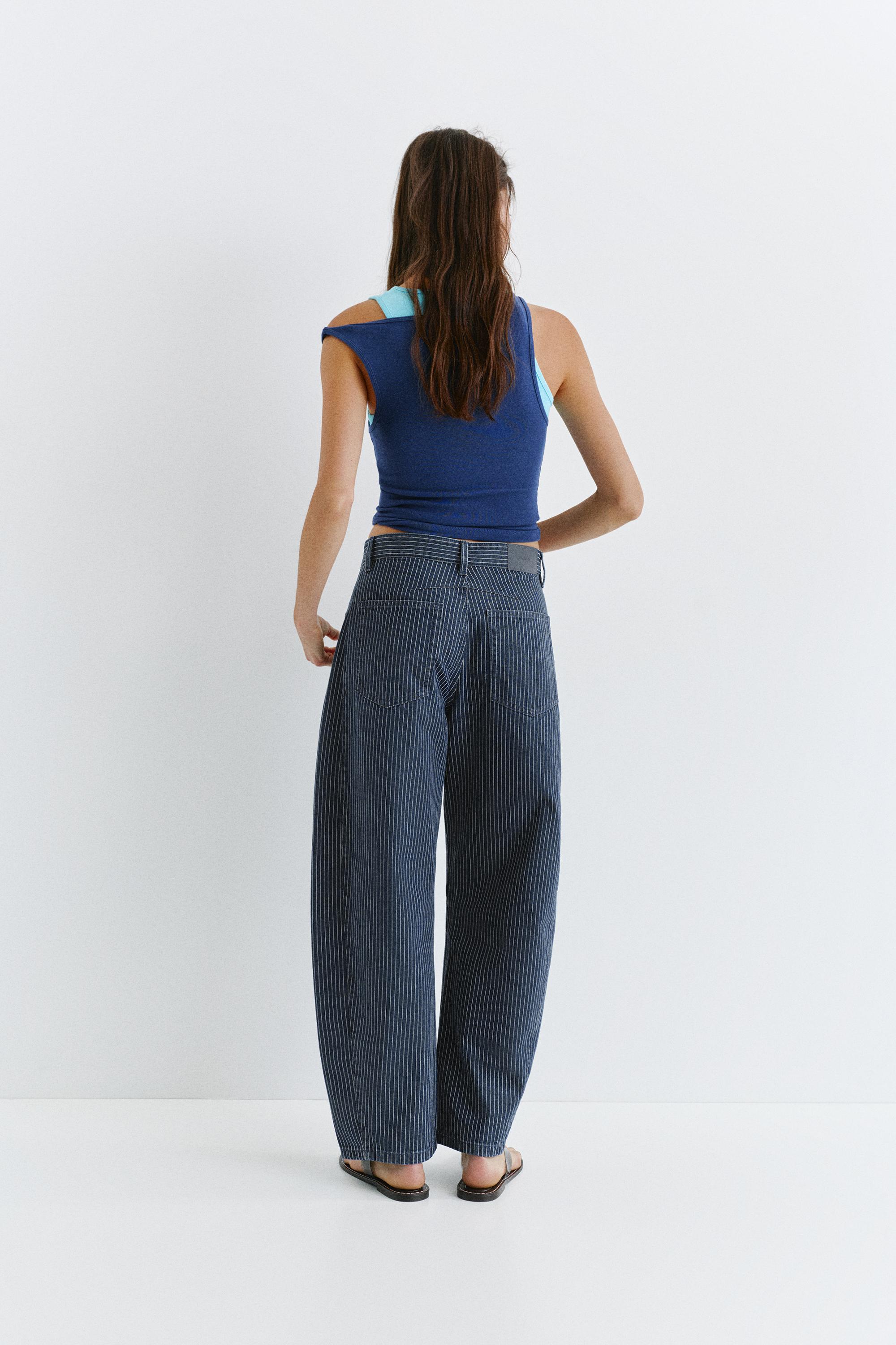 Dikişli çizgili balon jean - Görsel 15