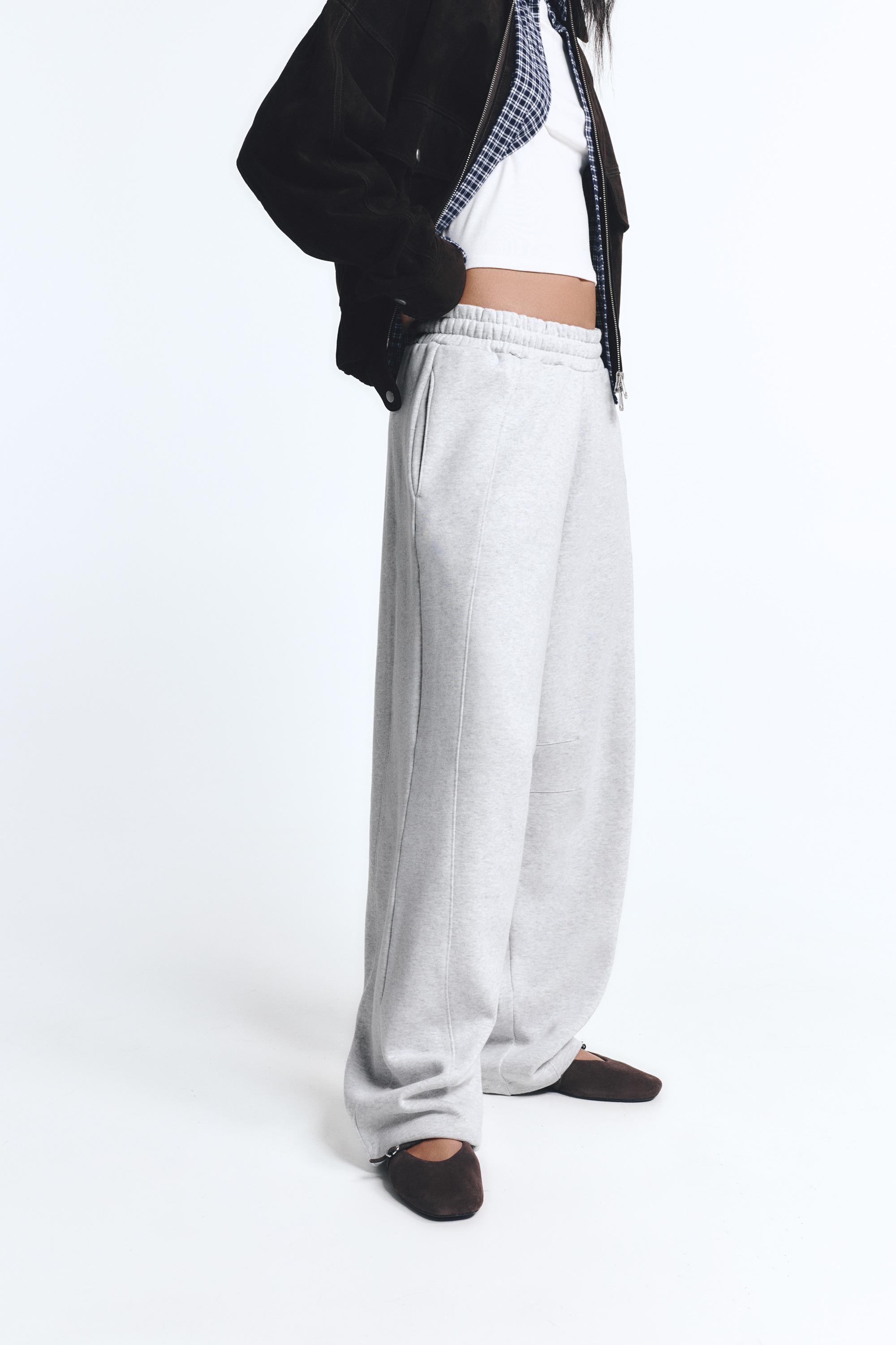 Barrel fit tracksuit trousers — Grey marl