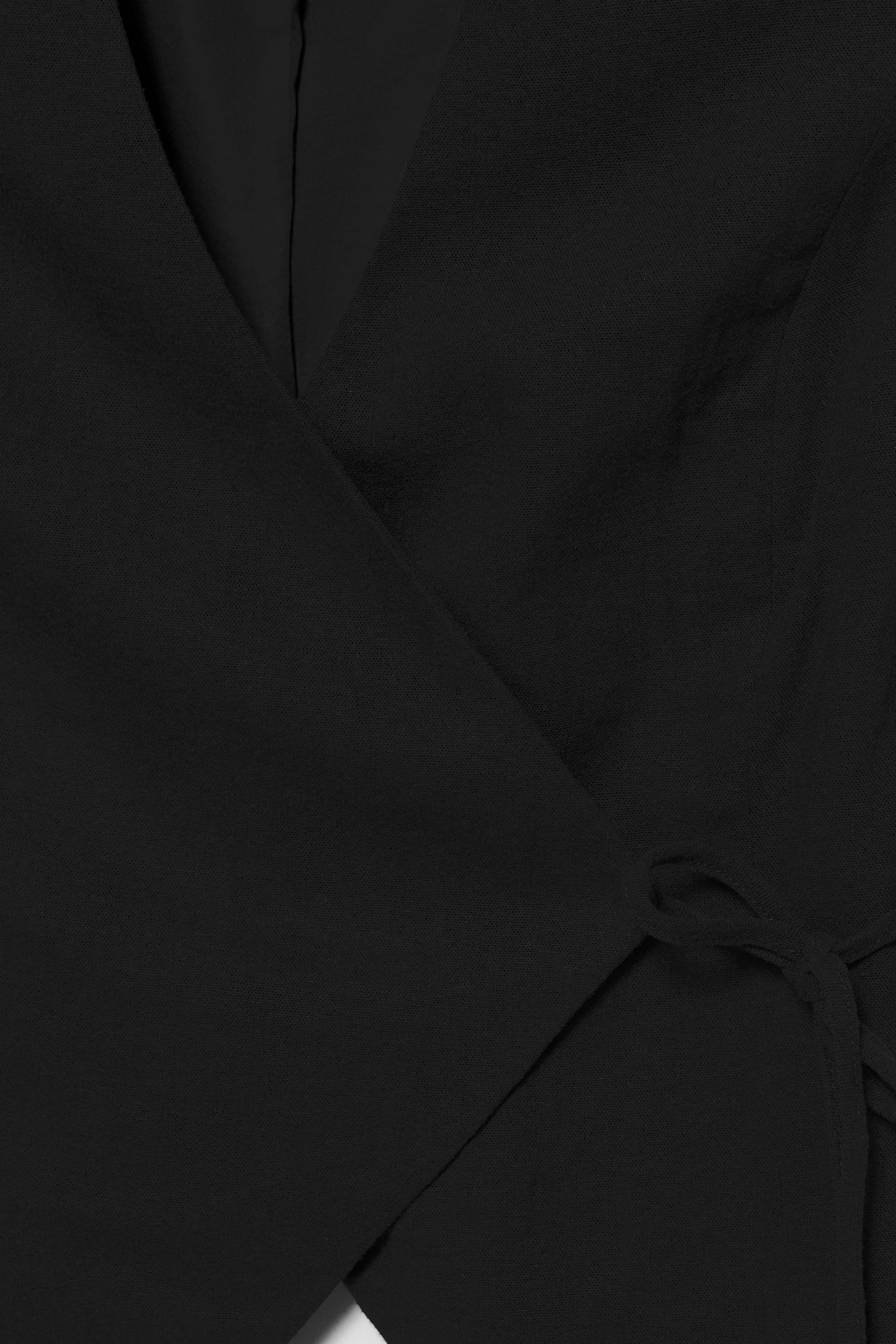 Rustic linen-blend waistcoat — Black