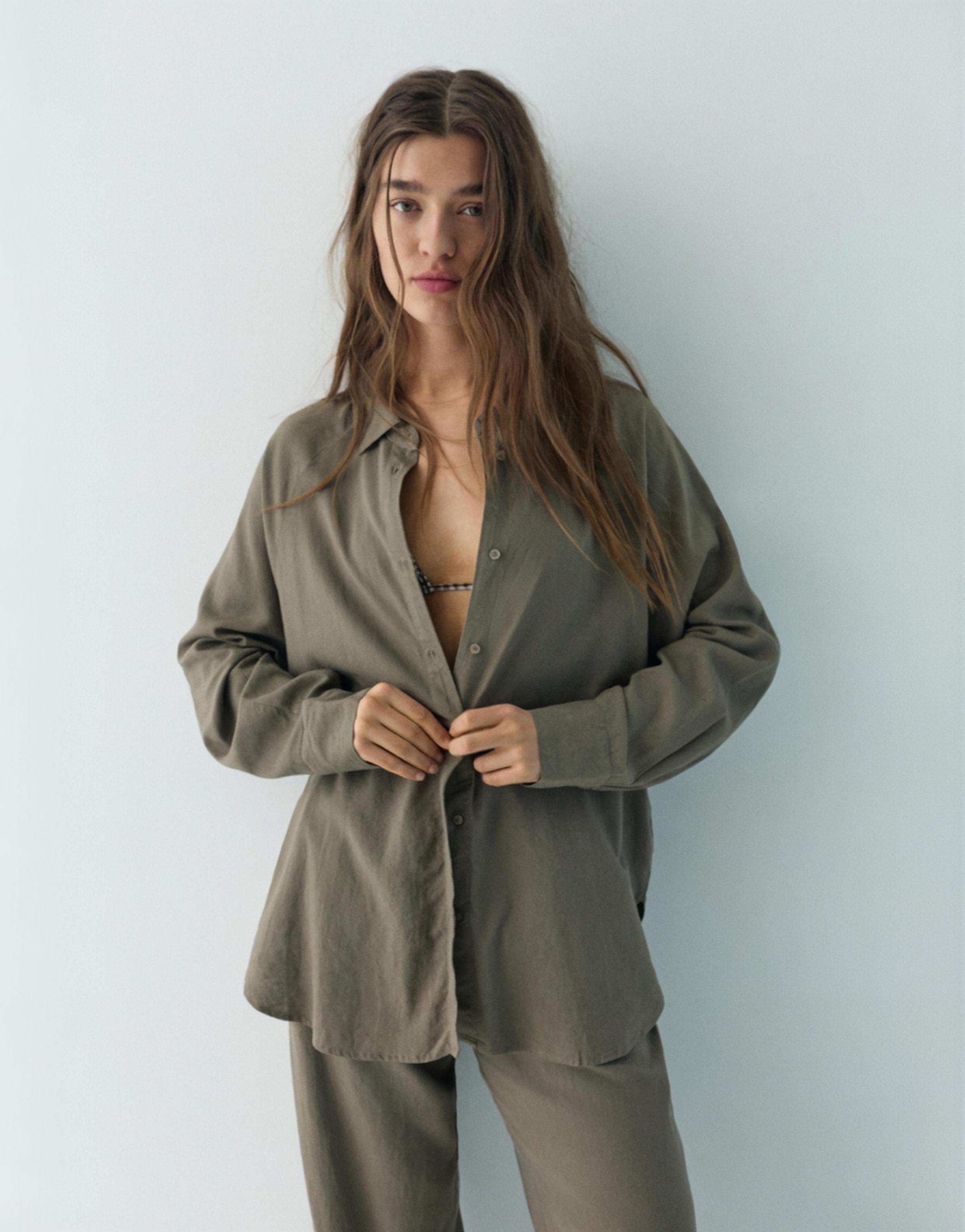 Ketenli rustik gömlek - Görsel 60