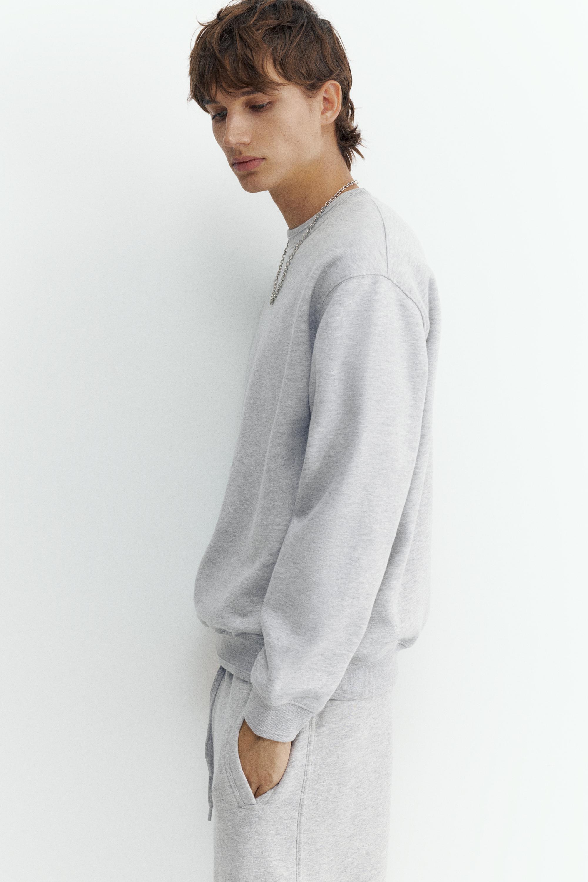 Relaxed fit round neck sweatshirt — Grey marl