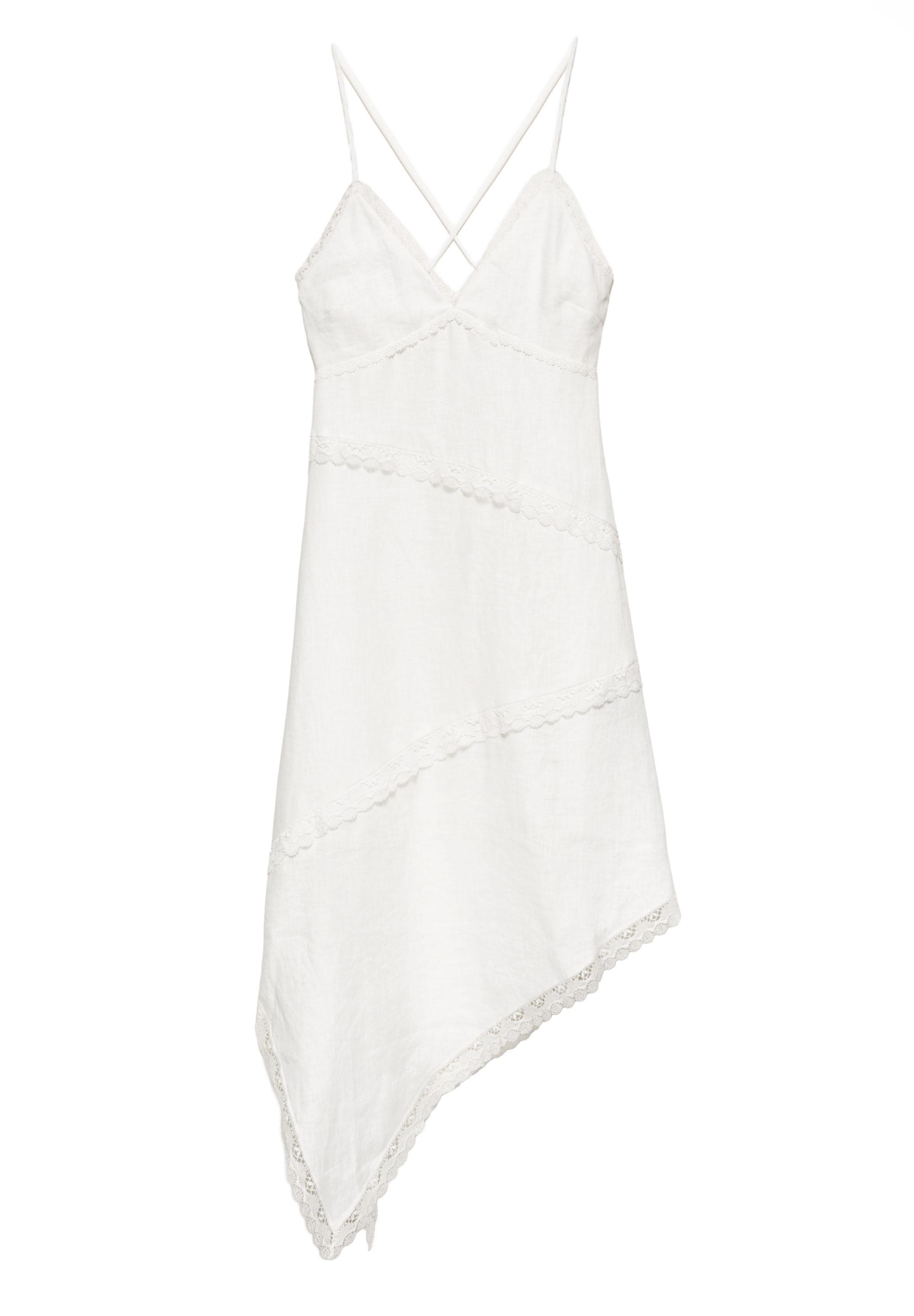 Encaixe de Camariñas x Pull&Bear 100% linen dress — Off white