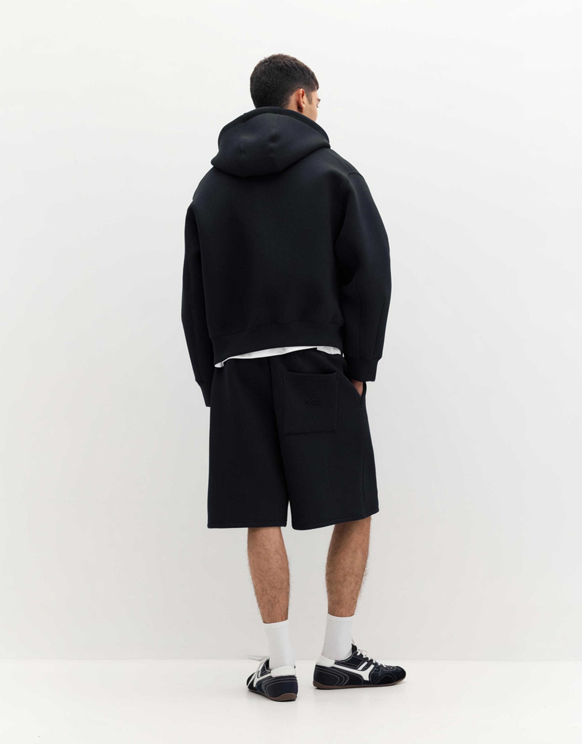 Neoprene-effect hoodie — Black