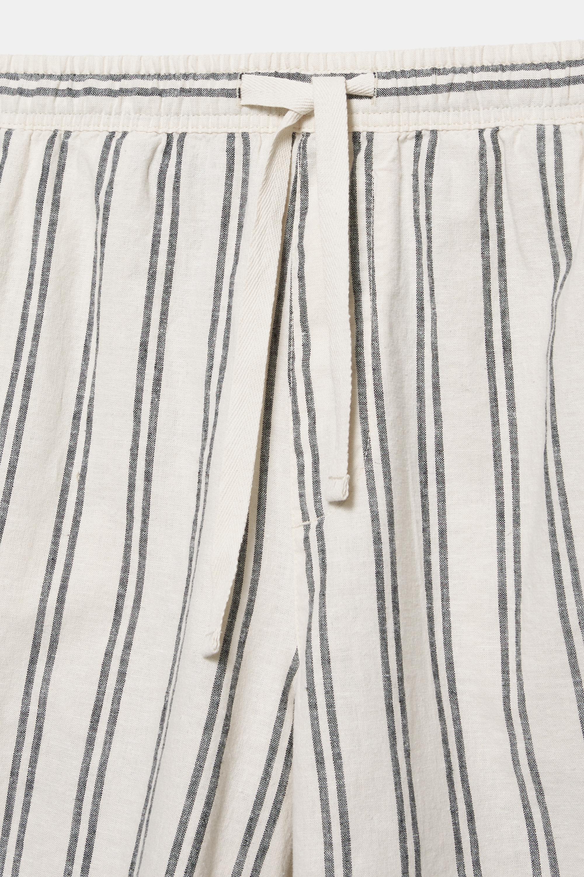 Linen blend jogger Bermuda shorts — White/Marble