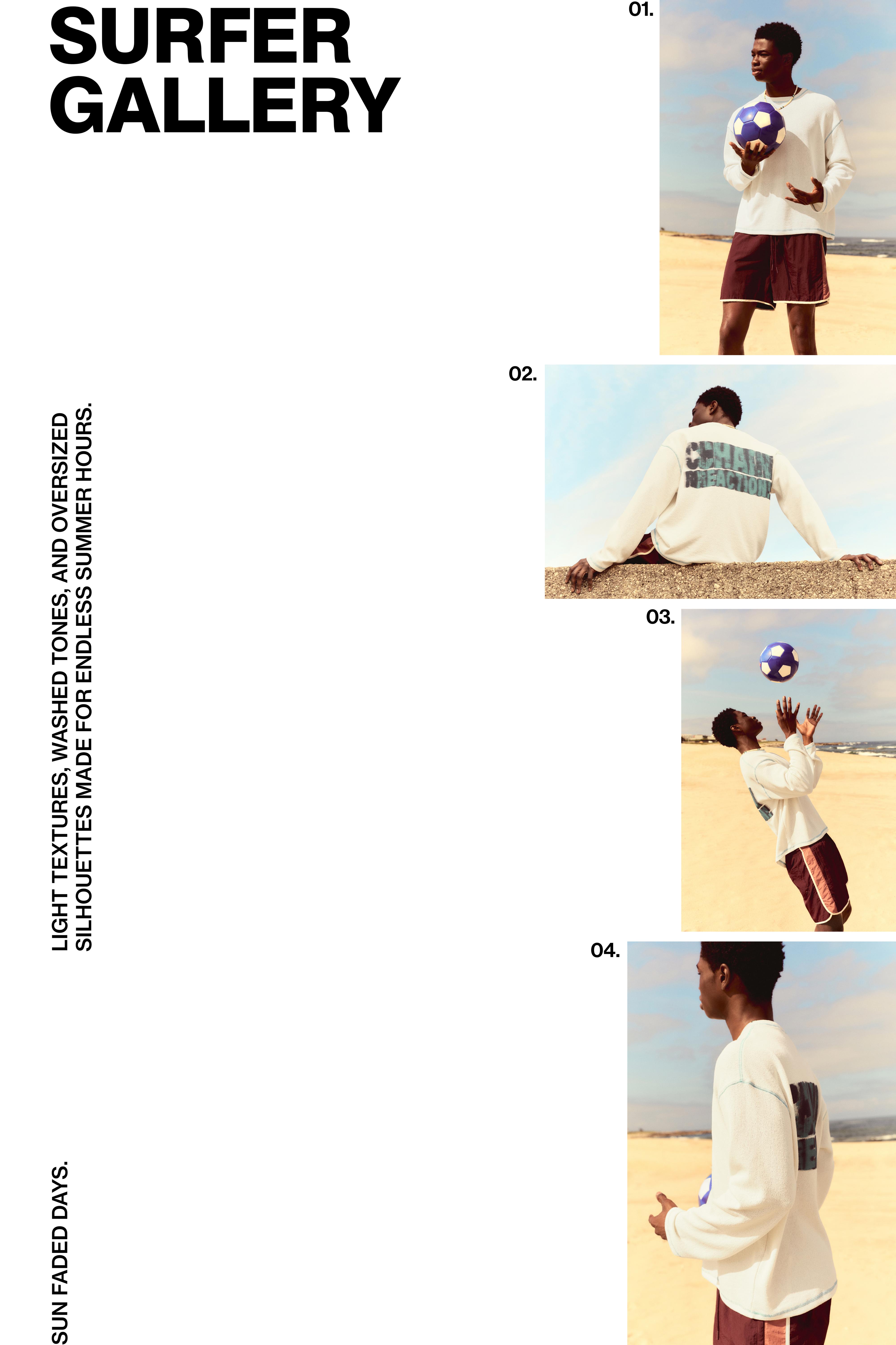 Long sleeve graphic T-shirt with topstitching — Ecru
