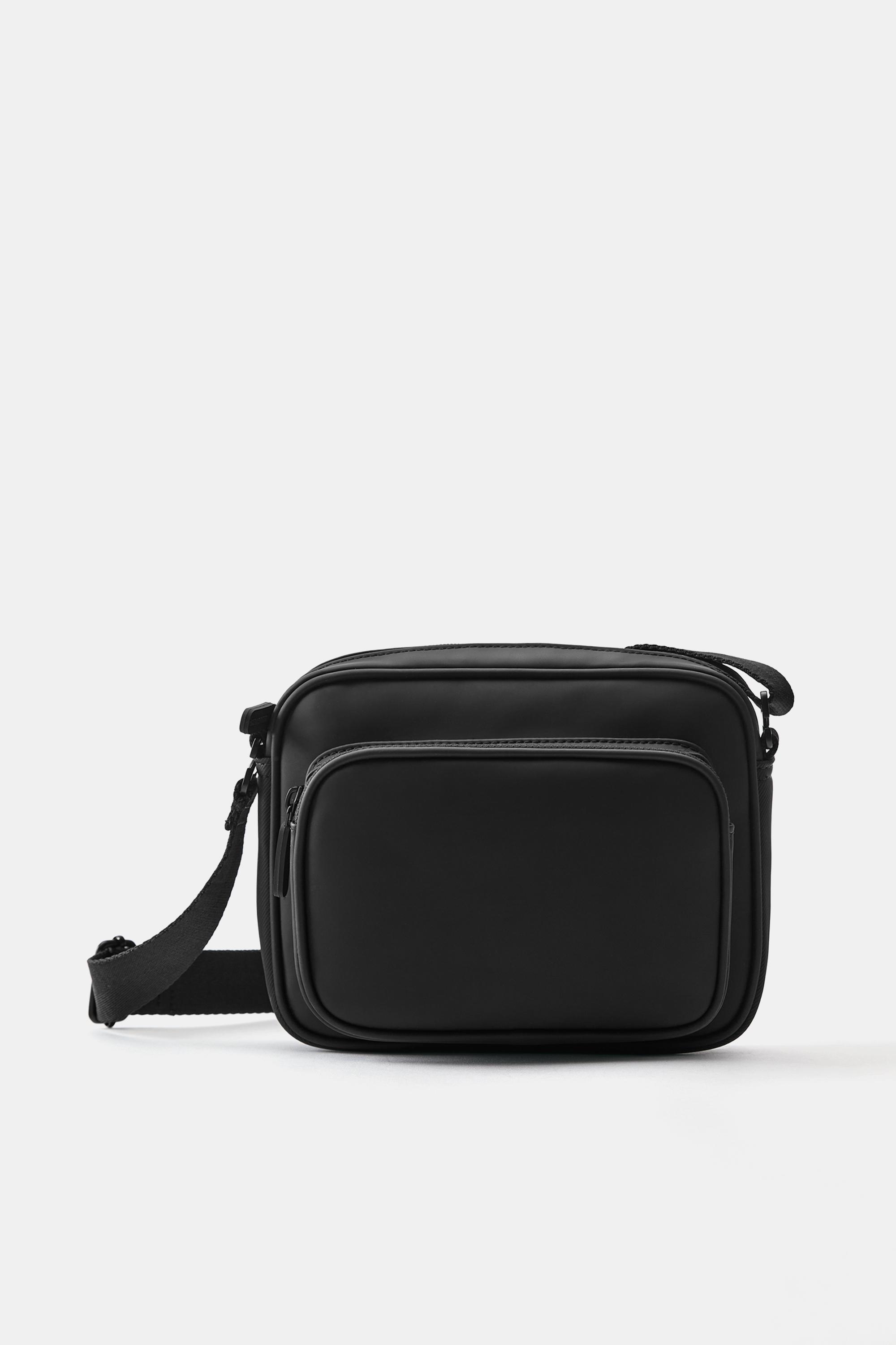 Rubberised crossbody bag — Black