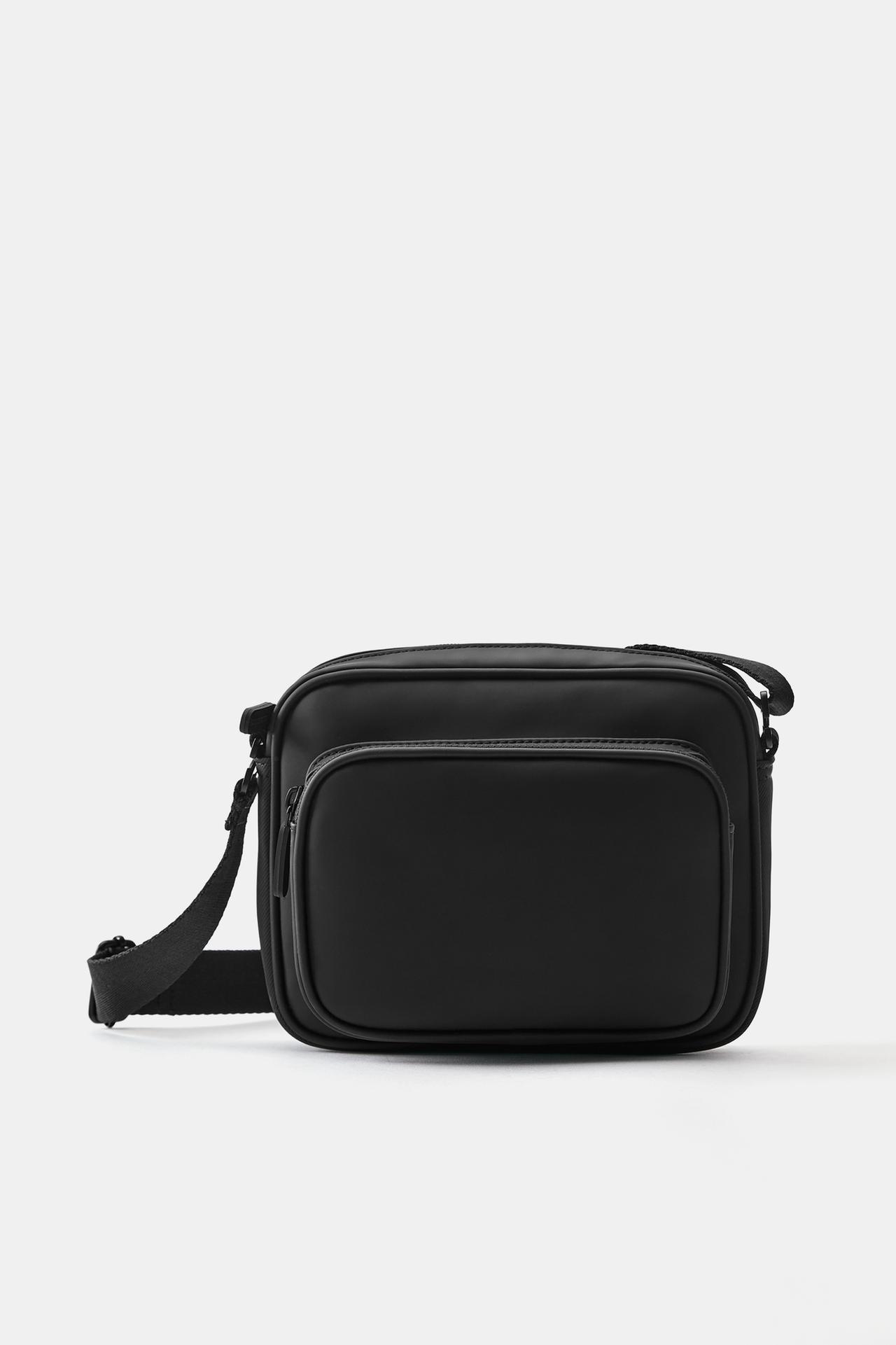 Rubberised crossbody bag — Black