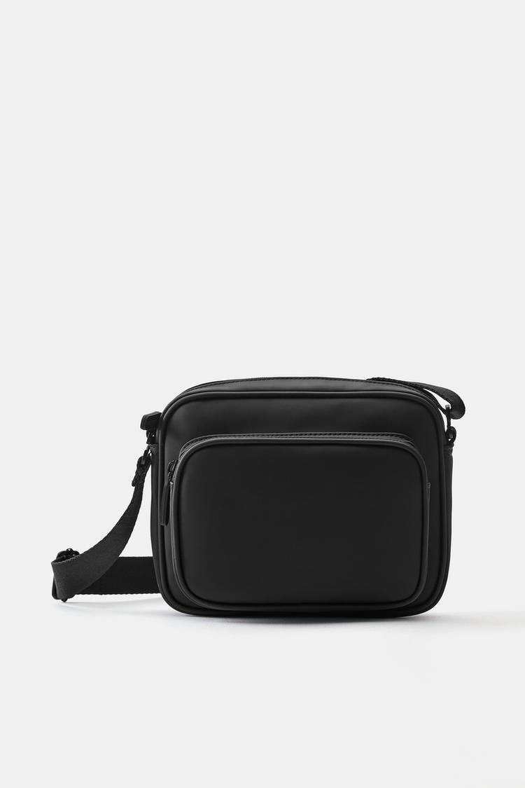 Rubberised crossbody bag — Black