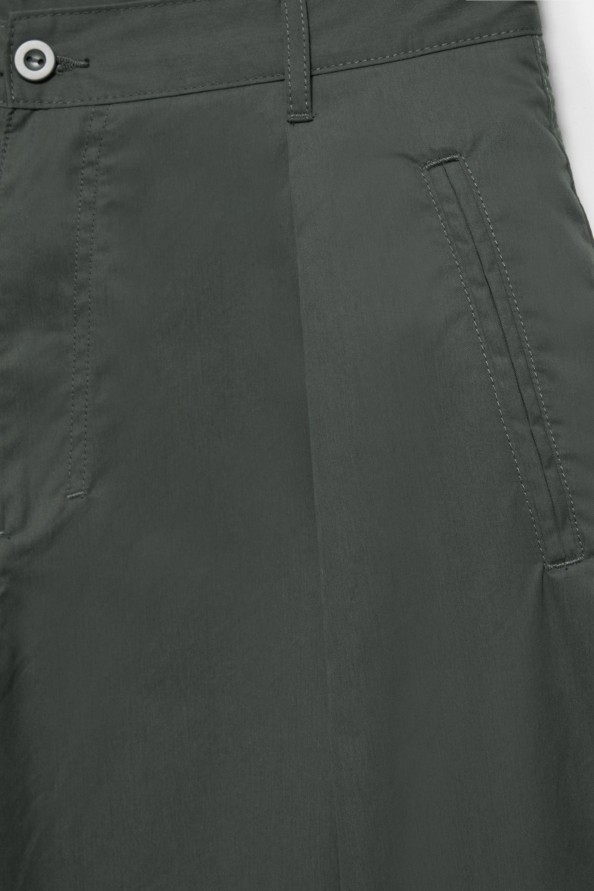 Darted barrel-leg trousers — Bluish green