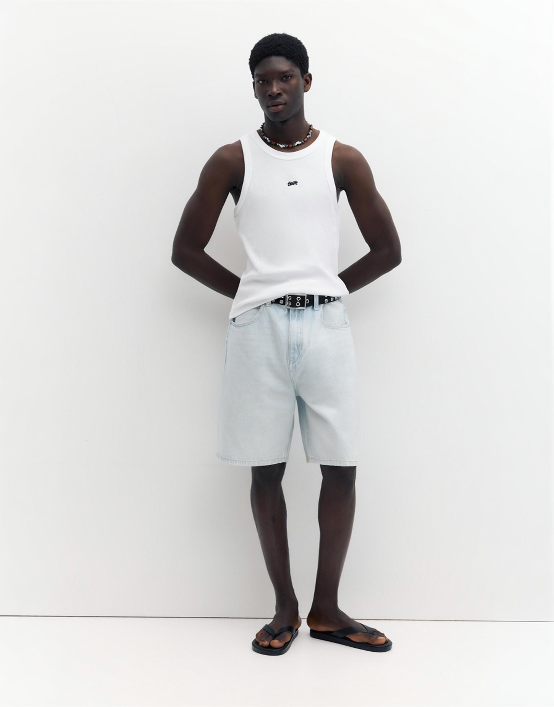 STWD waffle-knit vest — White